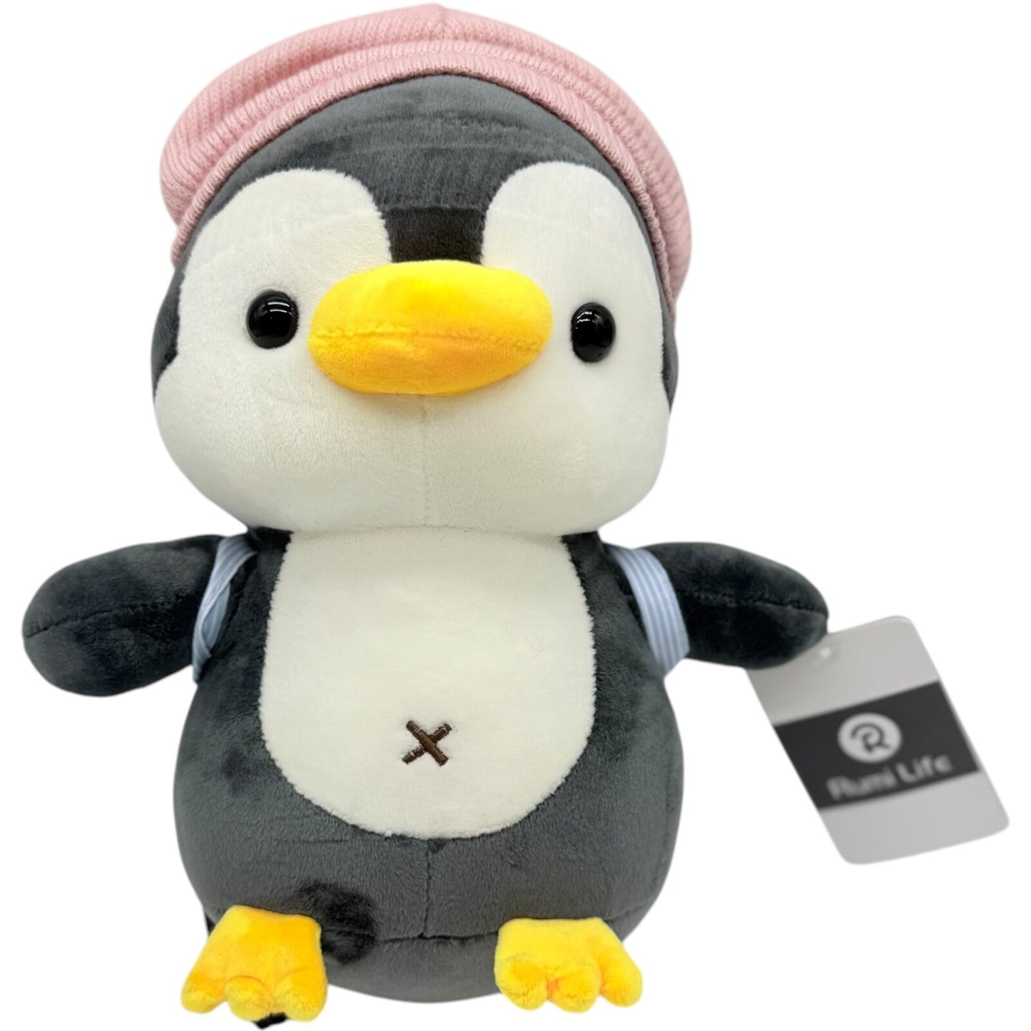 Plush Penguin Doll w/ Pink Hat & Rabbit Backpack - Comfort Sleep Toy