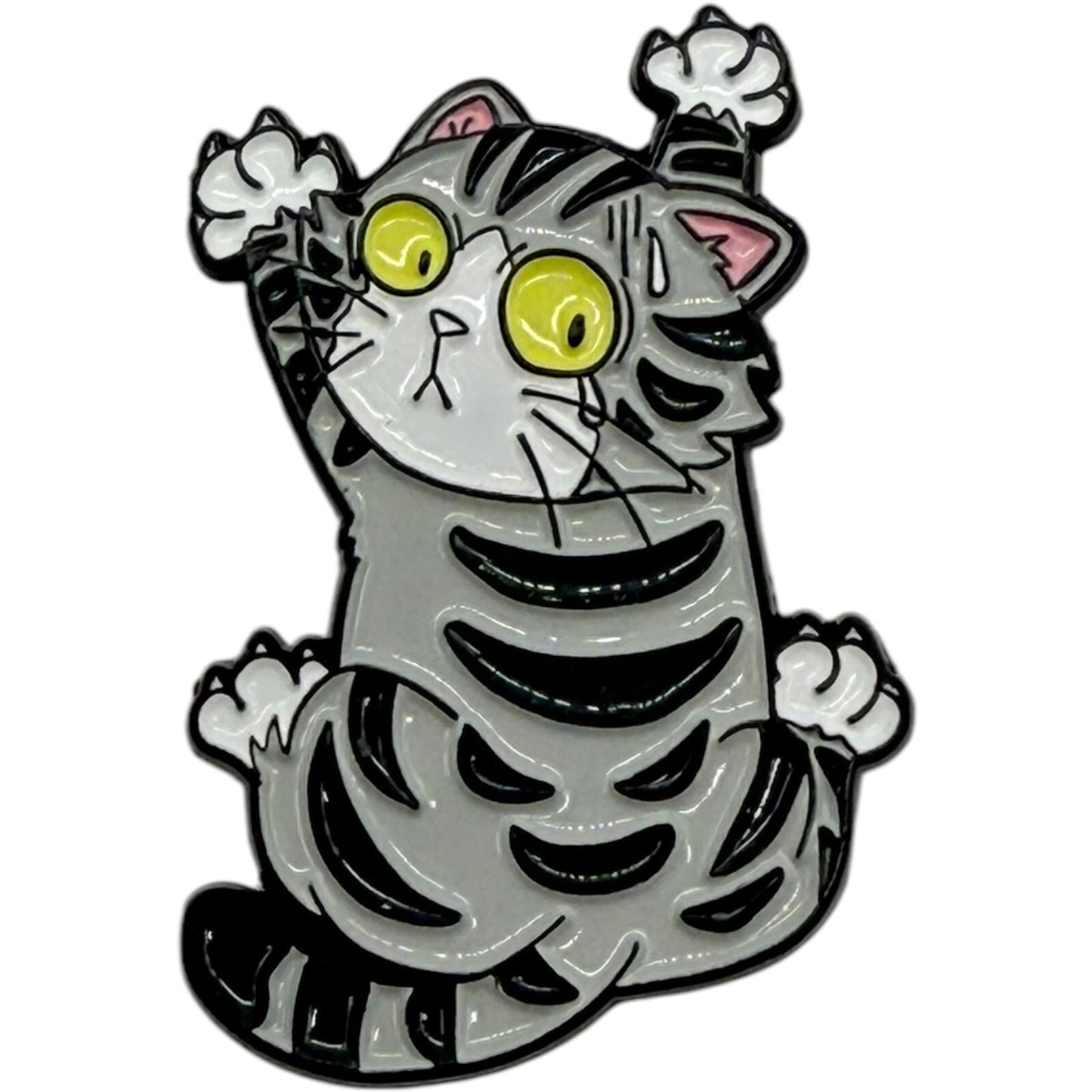 Cute Anxious Cat Enamel Pin Funny Kitten Brooch Lapel Pin Cartoon Badge