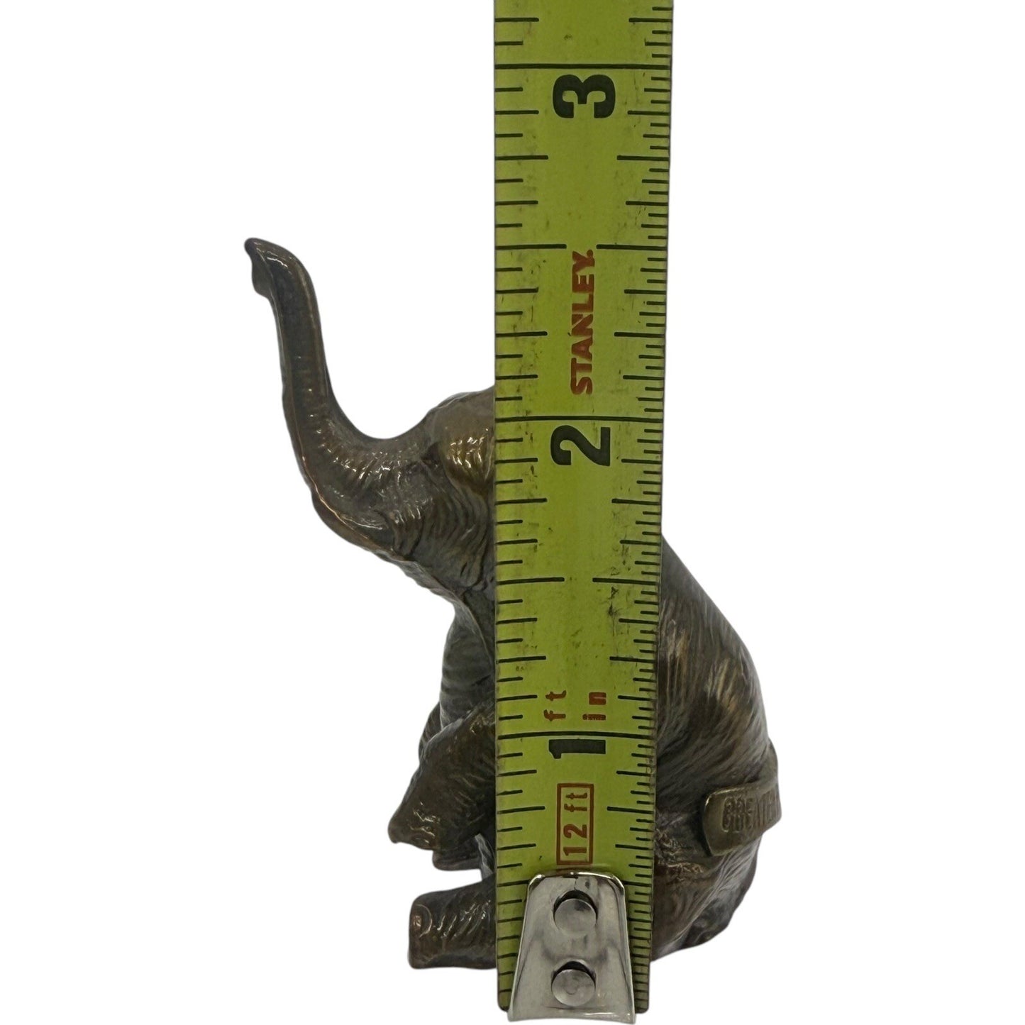 Elephant Figurine Statue Decor Trunk Up Good Luck Bronze Brass Small