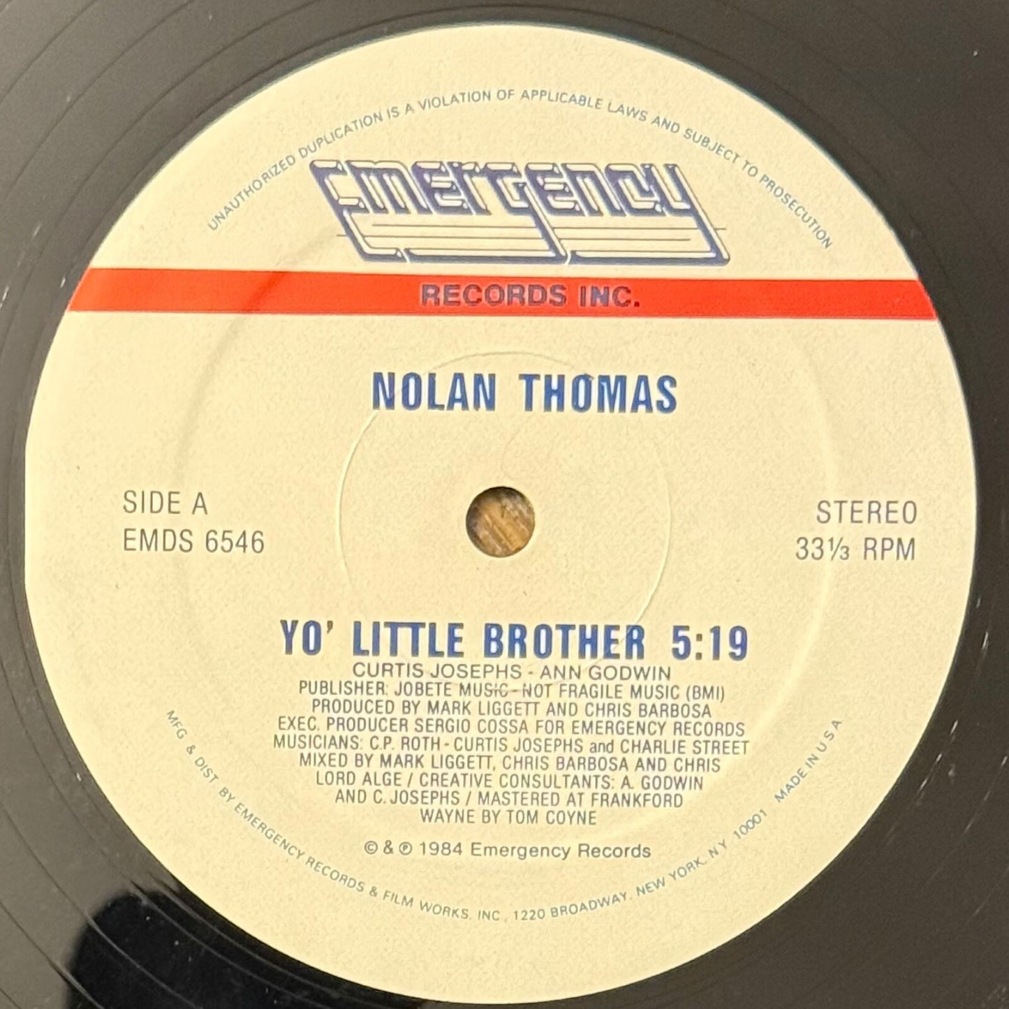 Nolan Thomas - Yo! Little Brother (1984 Vinyl 12" Single Records) Electronic