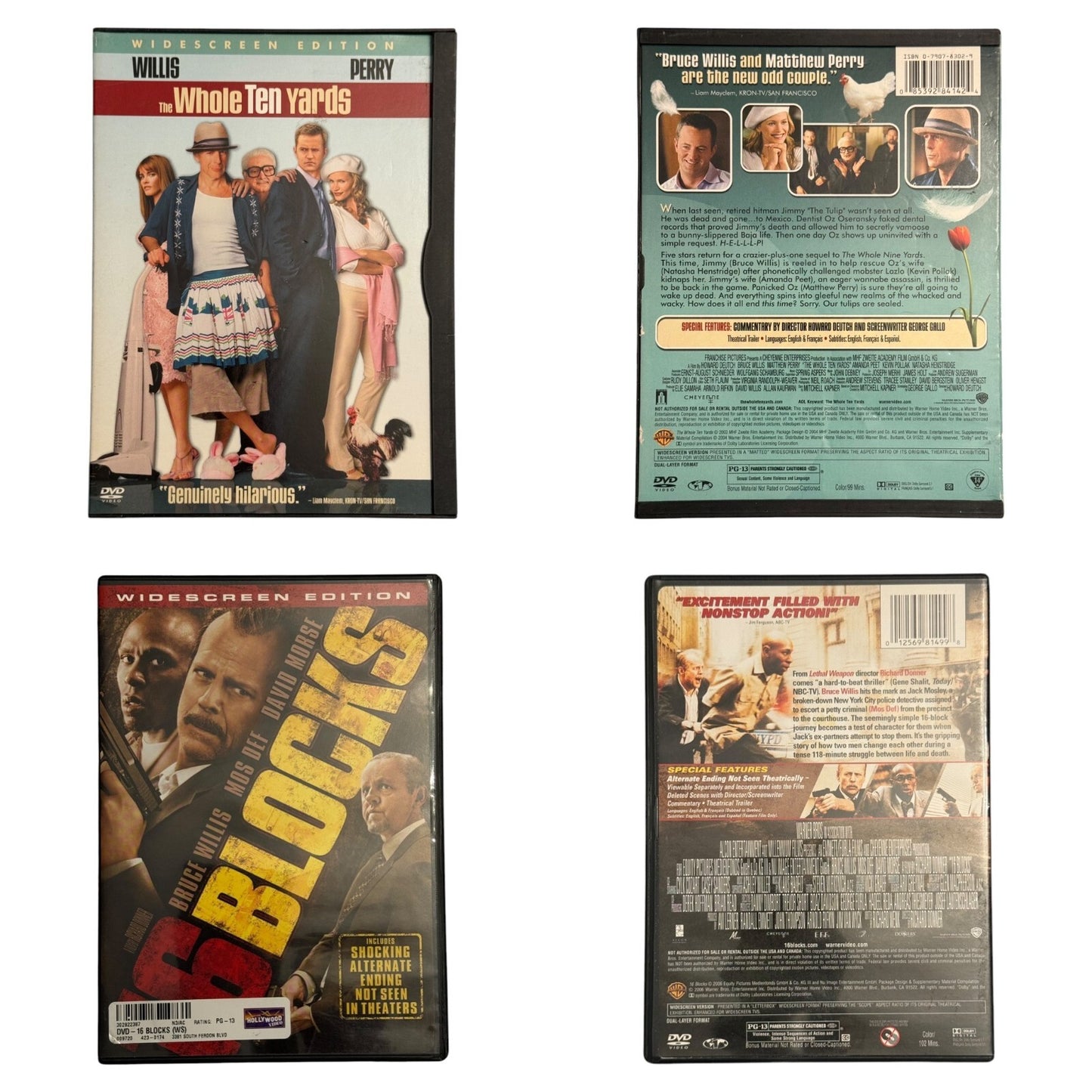 Bruce Willis Movie Night 4 DVD Set - Action, Thriller, Comedy Classics!