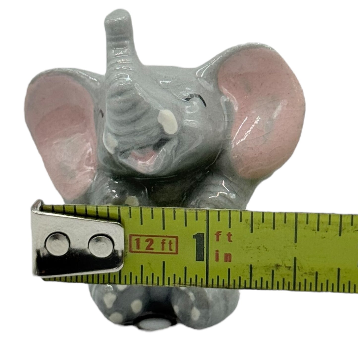 Hagen Renaker Retired Laughing Elephants Miniatures Set - Grey/Pink - Vintage