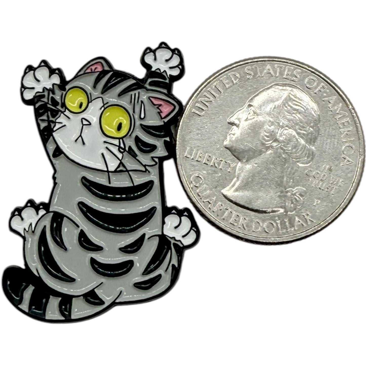 Cute Anxious Cat Enamel Pin Funny Kitten Brooch Lapel Pin Cartoon Badge