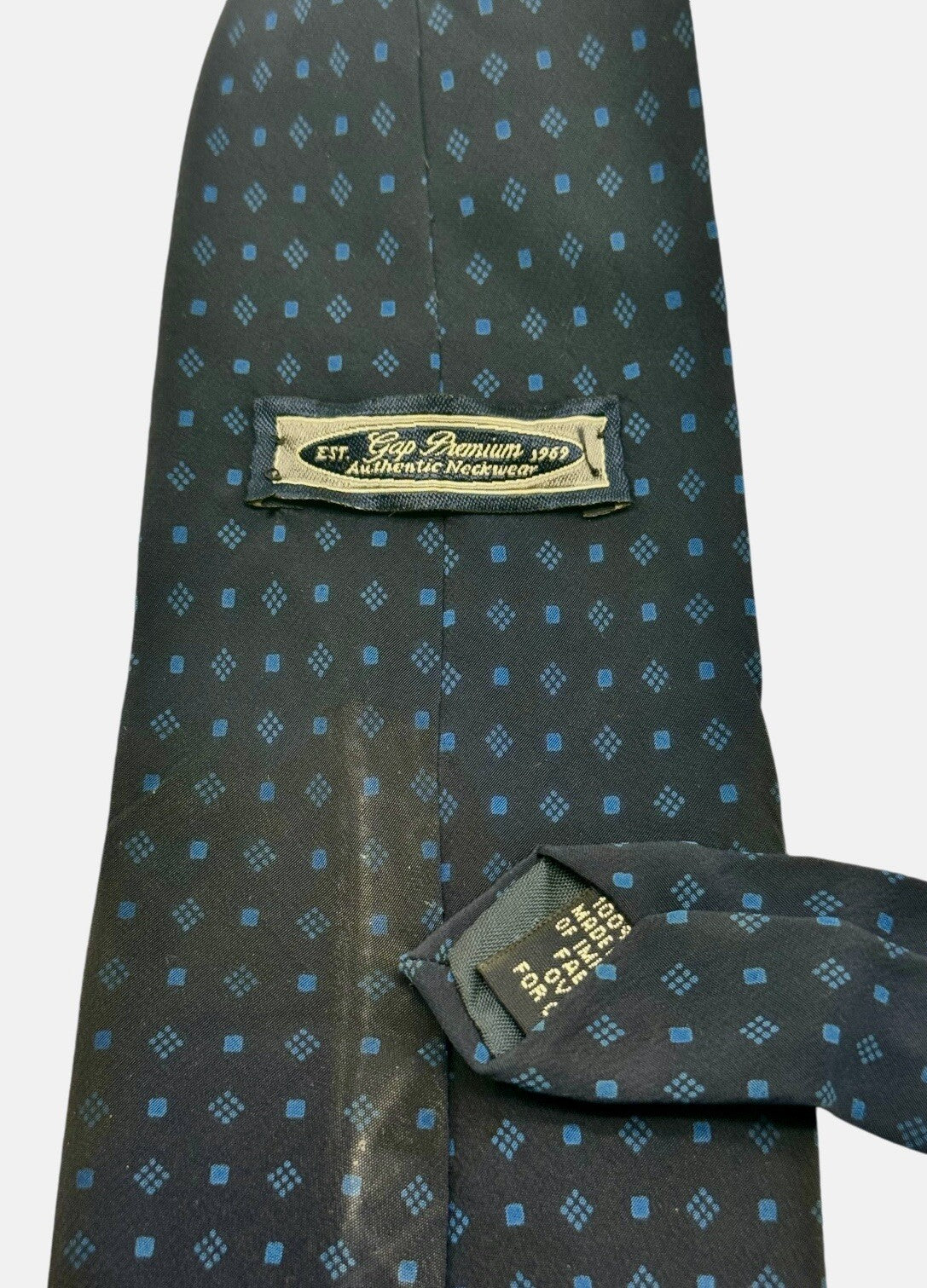 Gap Premium Men's Necktie Tie Silk Blue Diamond Geometric Made in USA