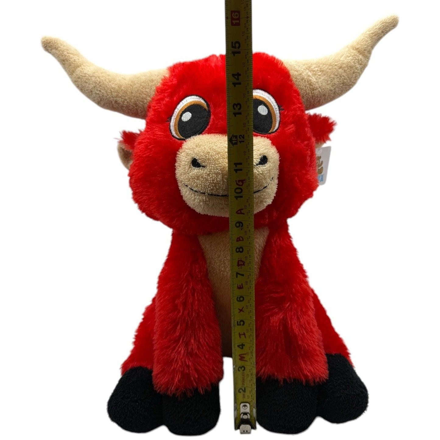Goffa Large Red Bull Plush Ferdinand Stuffed Animal with Horns – 18" Wide