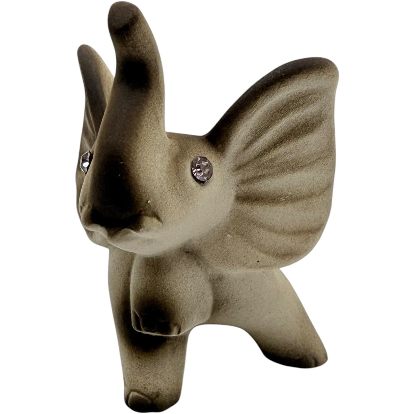 Elephant Figurine Rhinestone Eyes Up Trunk Ceramic Decor Shelf Display