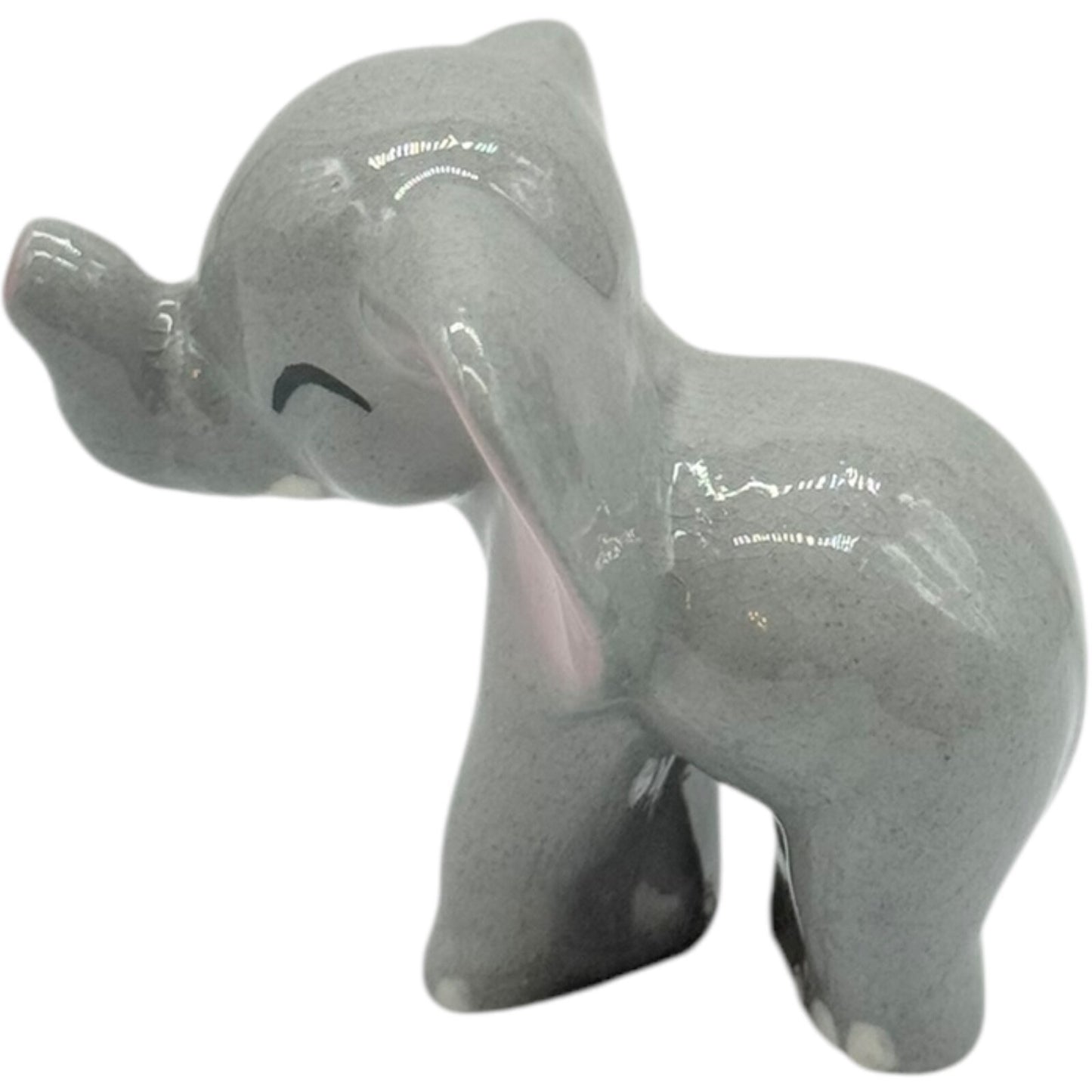 Hagen Renaker Retired Laughing Elephants Miniatures Set - Grey/Pink - Vintage
