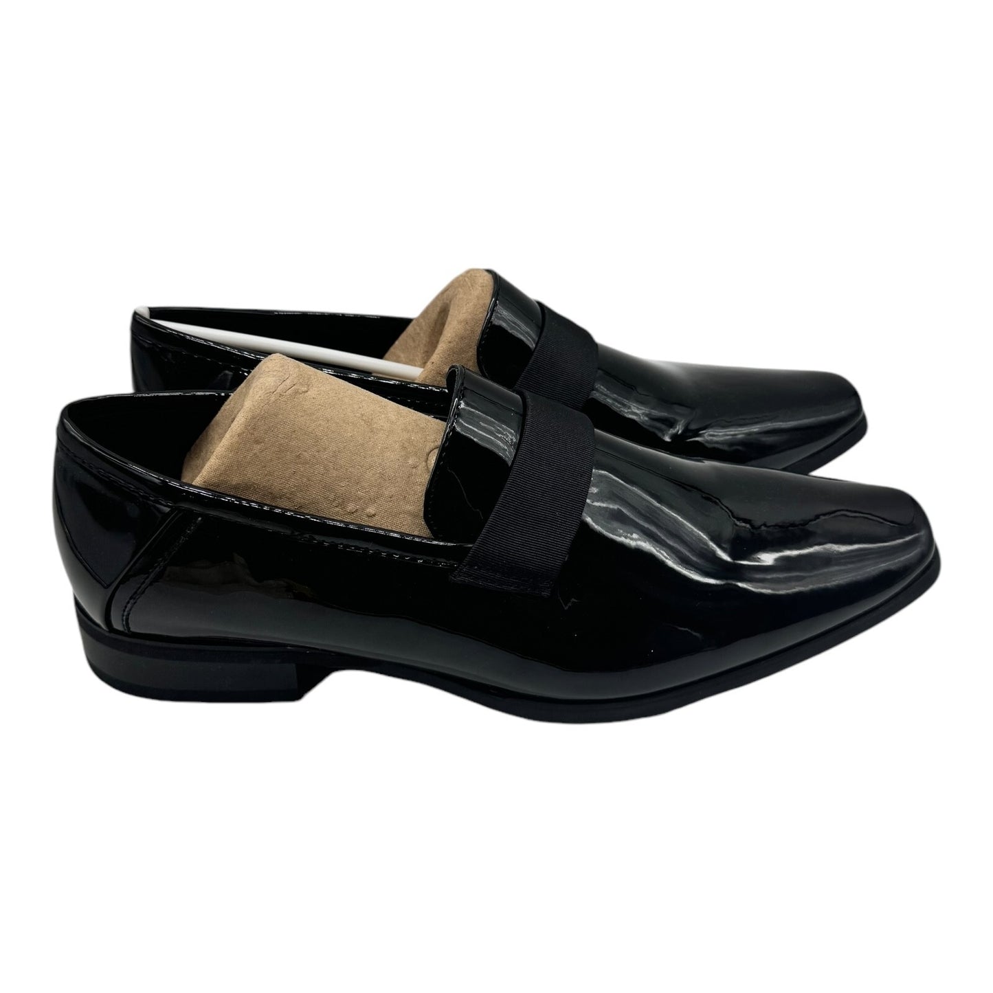 Calvin Klein Mens 10M Bernard Black Tuxedo Dress Shoes Shiny Faux