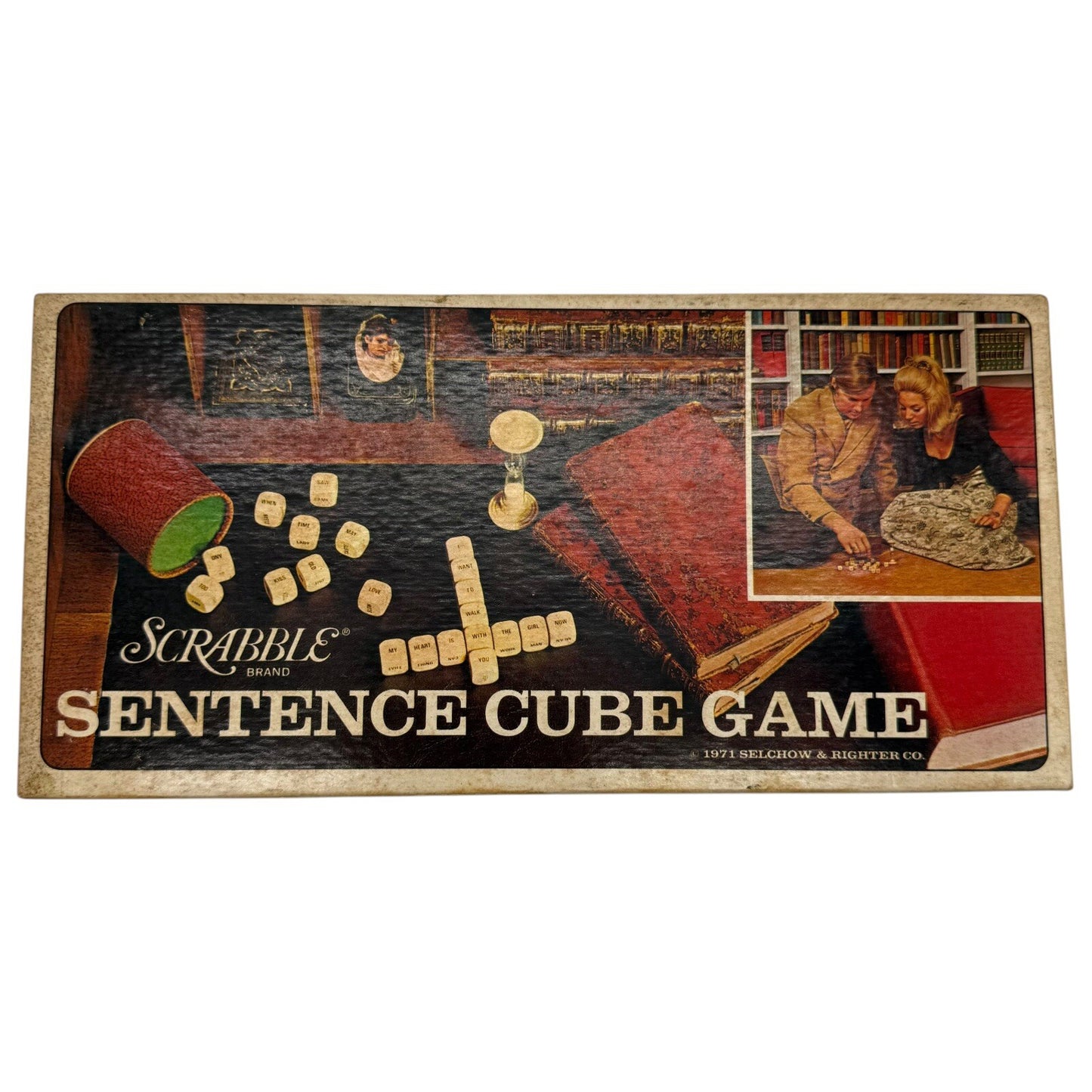 Scrabble Sentence Cube Word Game – 1971 Vintage Wooden Dice Set