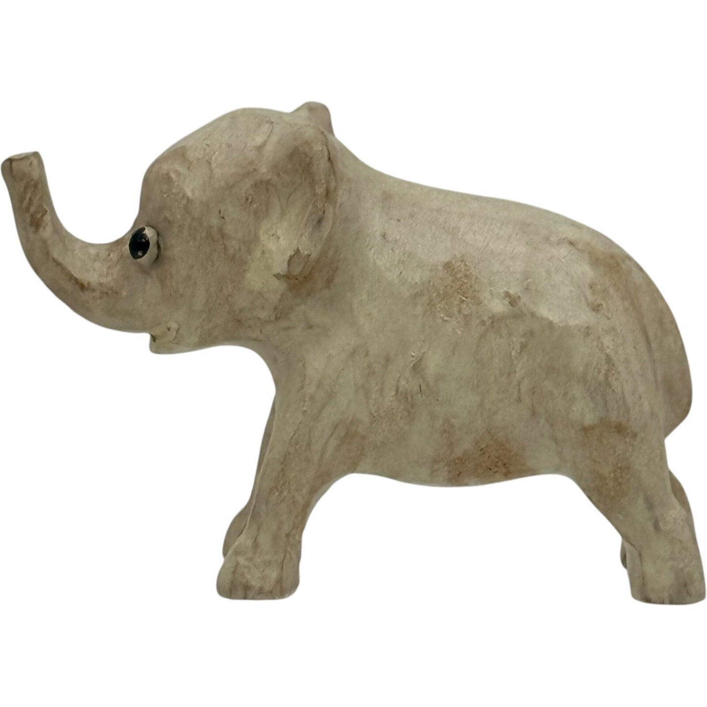 Wood Elephant Figurine Statue Animal Decor Accent Tabletop Shelf Display Cute