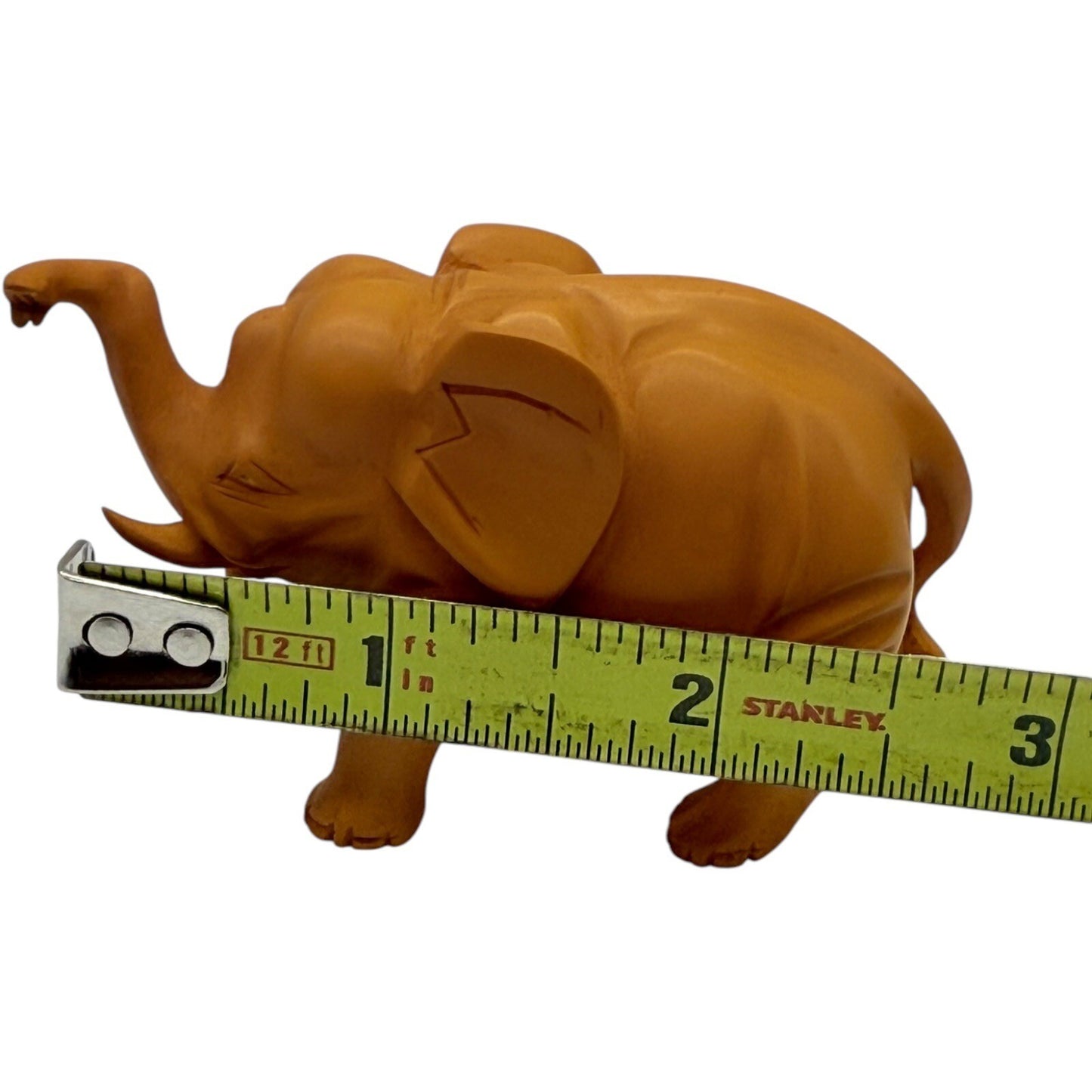 Hand Carved Wooden Elephant Figurine Trunk Up Good Luck Home Decor Statue