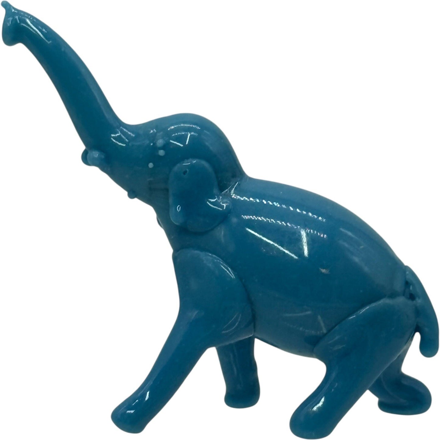 Blue Elephant Figurine Trunk Up Good Luck Charm Home Decor Display Small