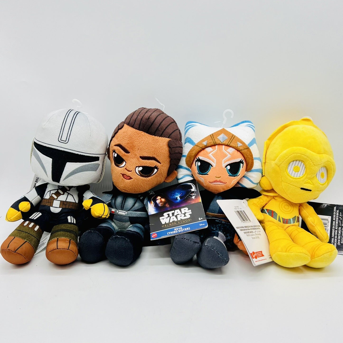 Star Wars Plush Lot of 4 – Ahsoka, C-3PO, Obi-Wan, Mando – 8" Dolls