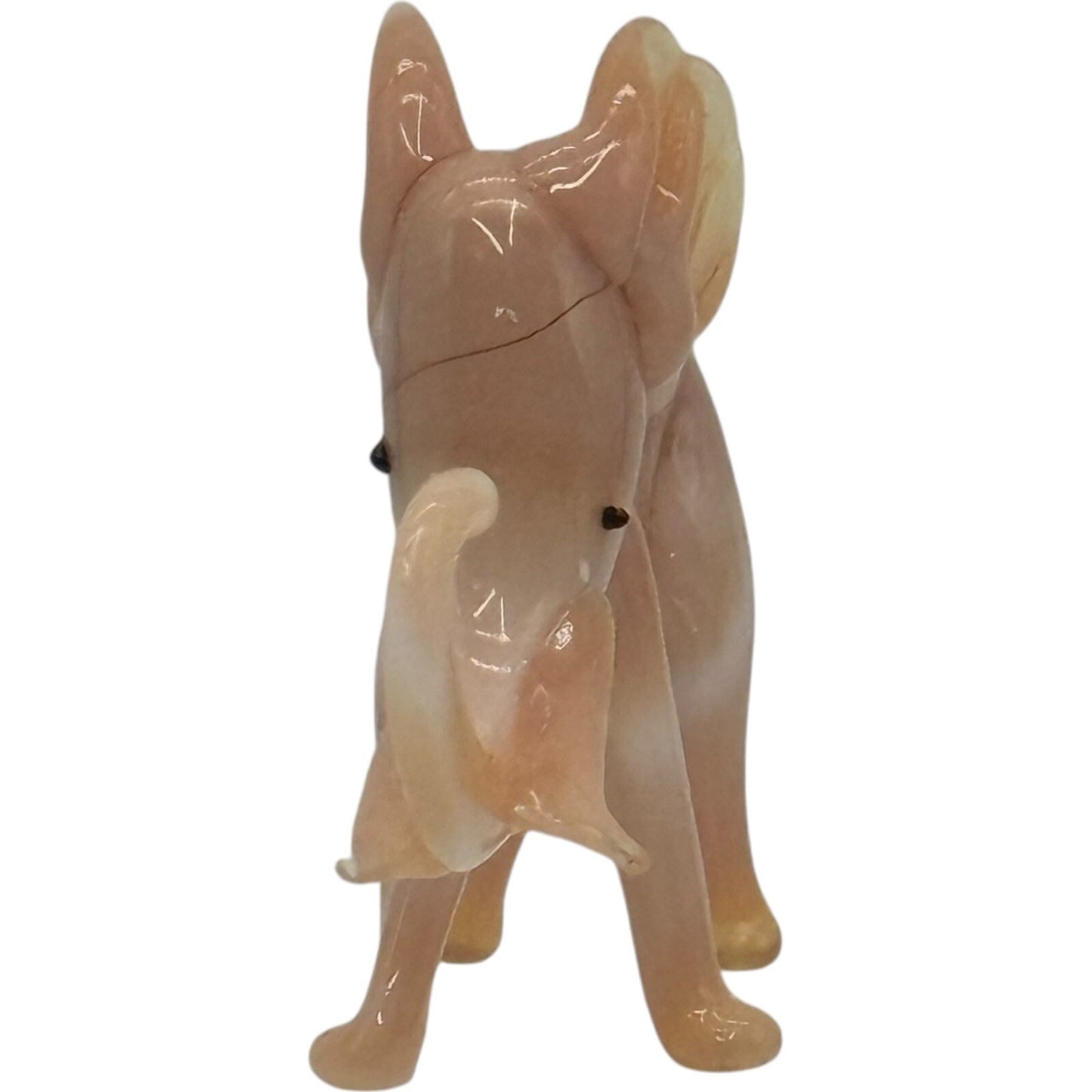 Elephant Figurine Blown Glass Art Glass Peach Swirl Collectible Decor