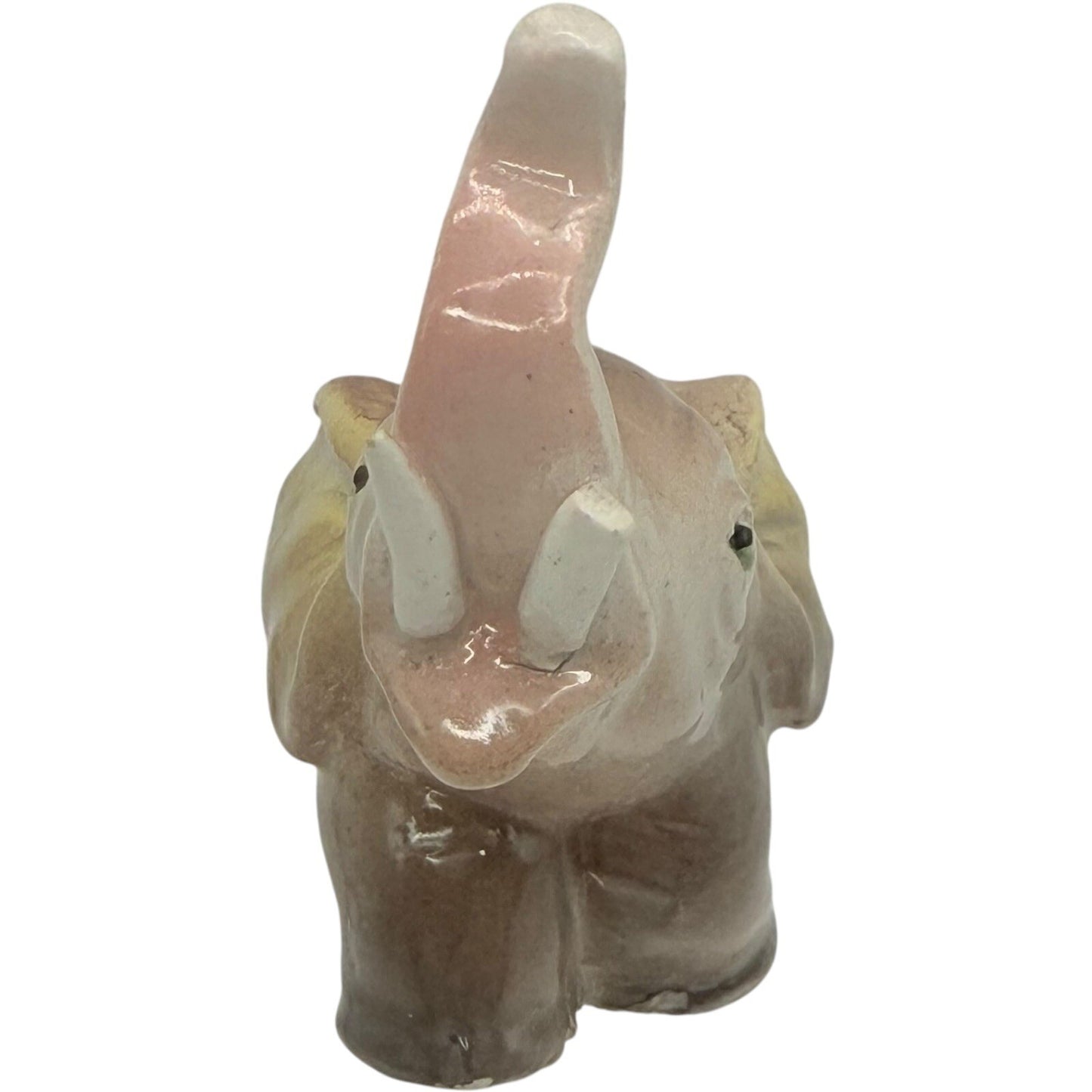 Elephant Figurine Trunk Up Ceramic Animal Statue Decor Collectible