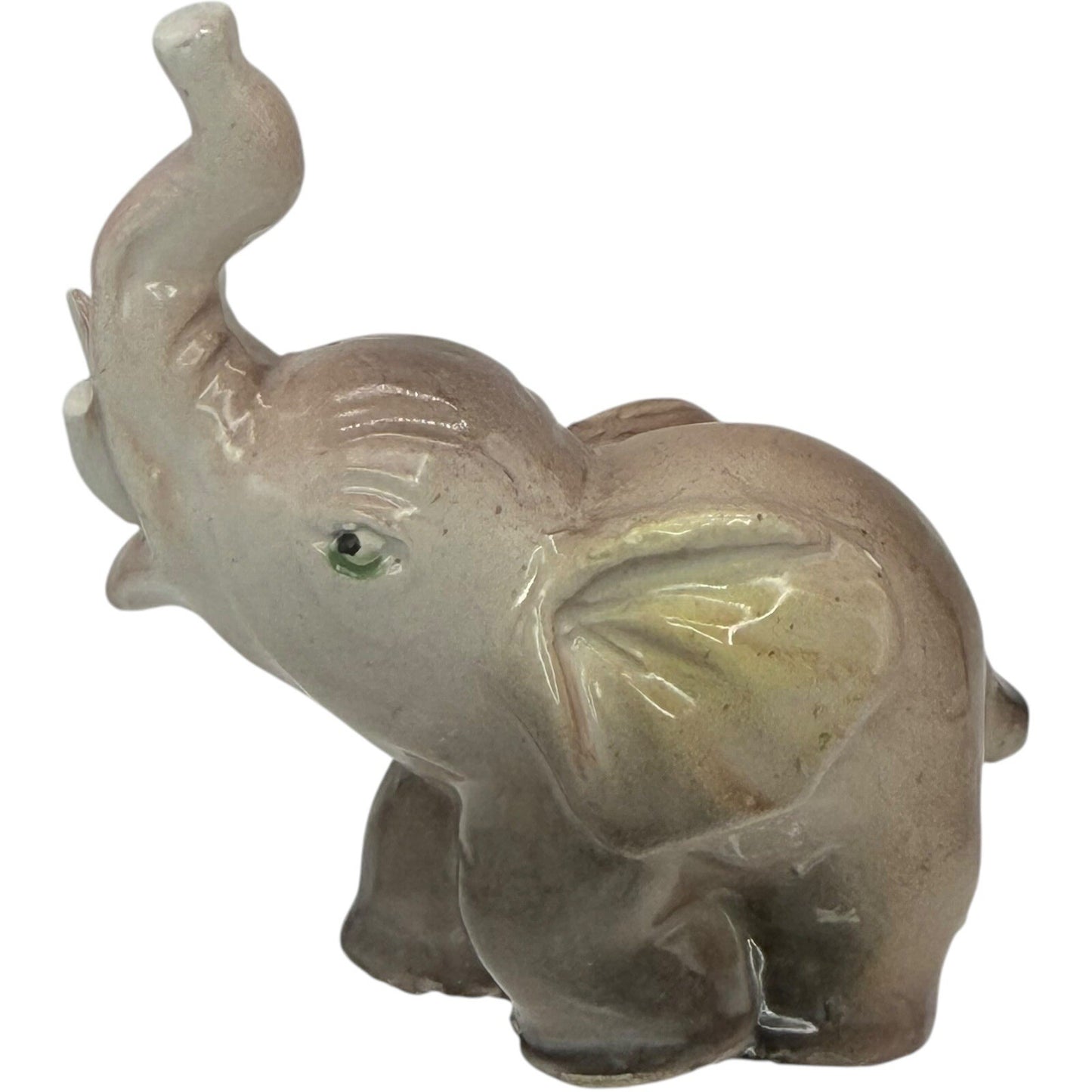 Elephant Figurine Trunk Up Ceramic Animal Statue Decor Collectible