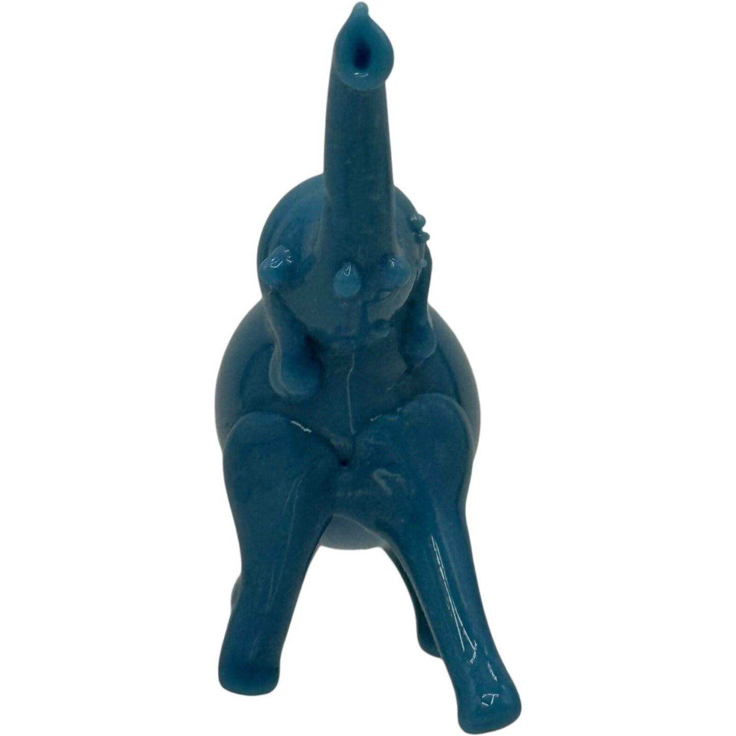 Blue Elephant Figurine Trunk Up Good Luck Charm Home Decor Display Small