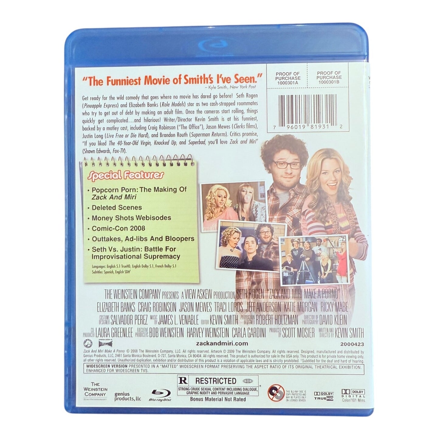 Zack and Miri Make a Porno (Blu-ray, 2008) – Comedy Film – Used