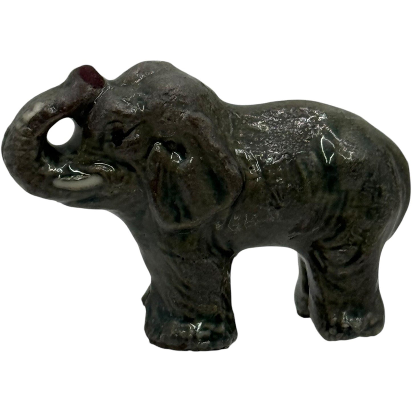 Elephant Figurine Ceramic Animal Statue Decor Collectible Miniature Gray