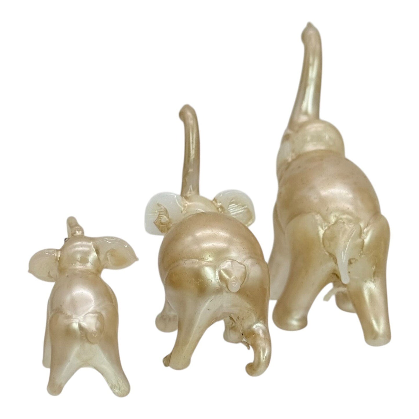 Glass Elephant Figurines Family Set of 3 Gold Home Decor Shelf Display