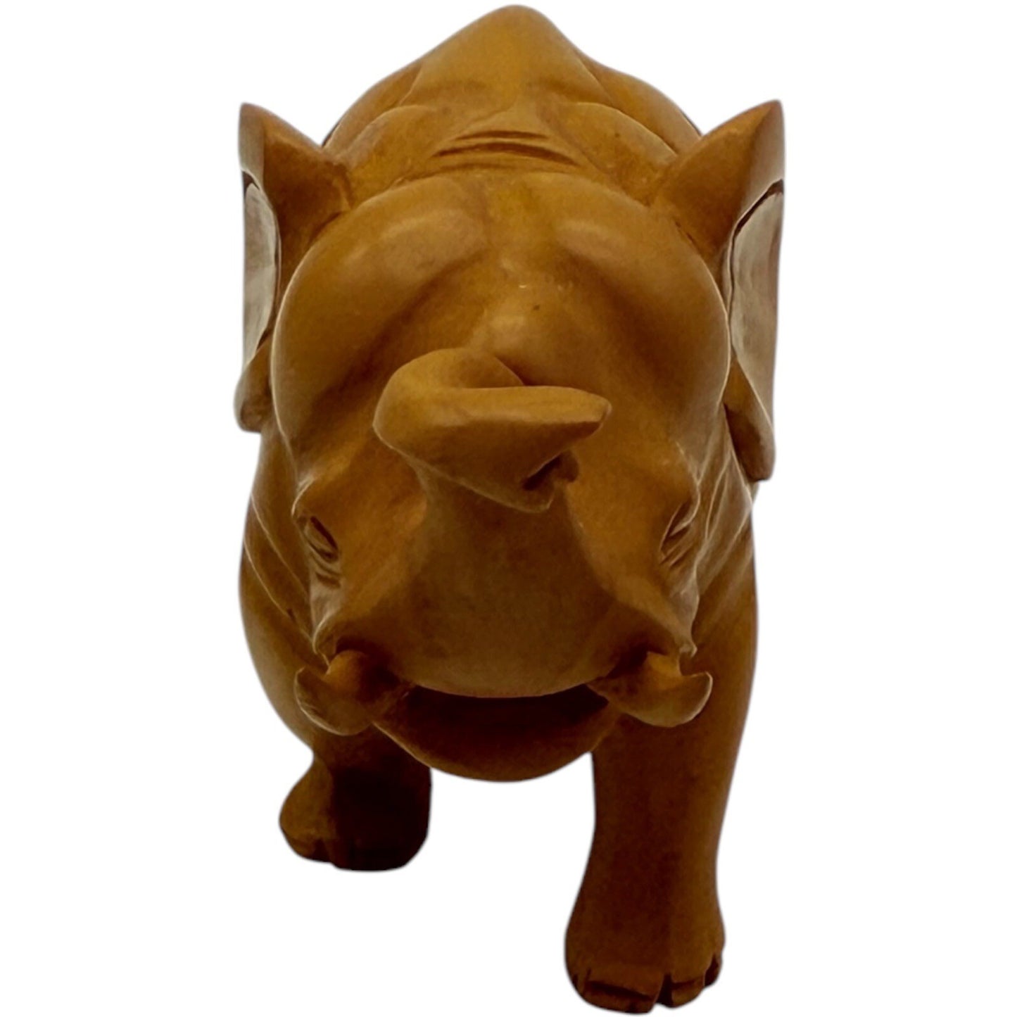 Hand Carved Wooden Elephant Figurine Trunk Up Good Luck Home Decor Statue