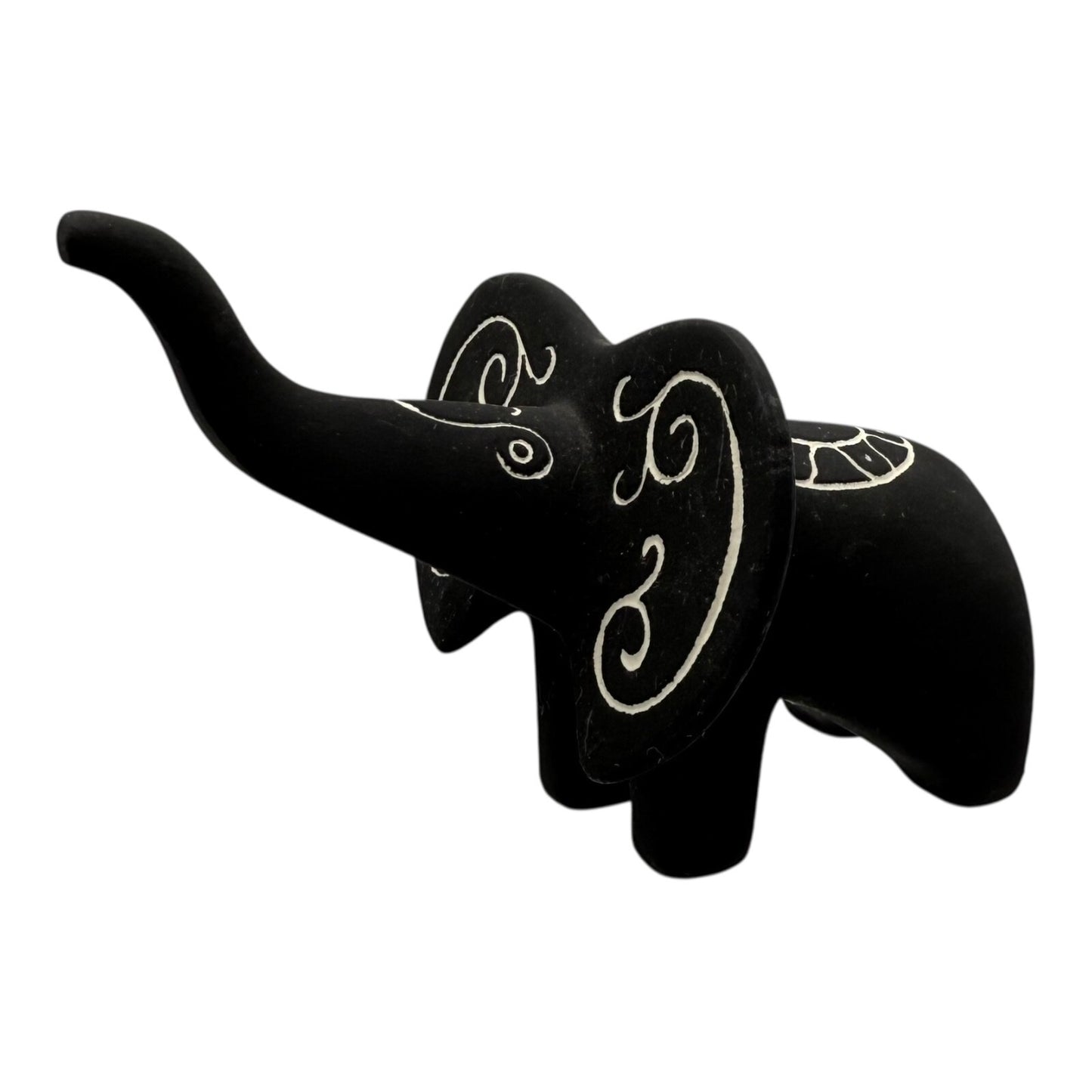 Rare Vintage 1959 Hagen Renaker Black Bisque Elephant Figure – Trunk Up