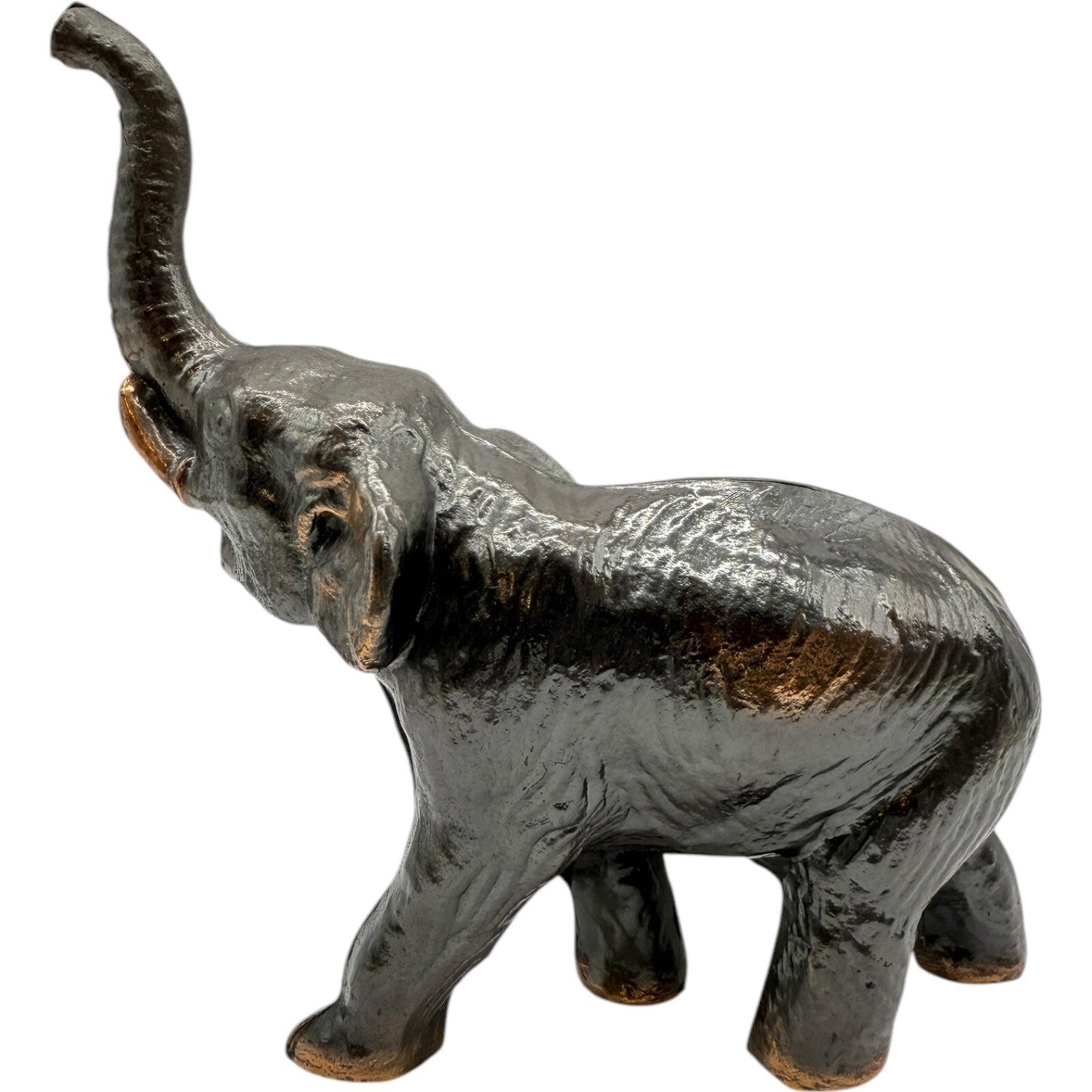 Cast Iron Elephant Figurine Statue Trunk Up Good Luck Decor Animal Sculpture
