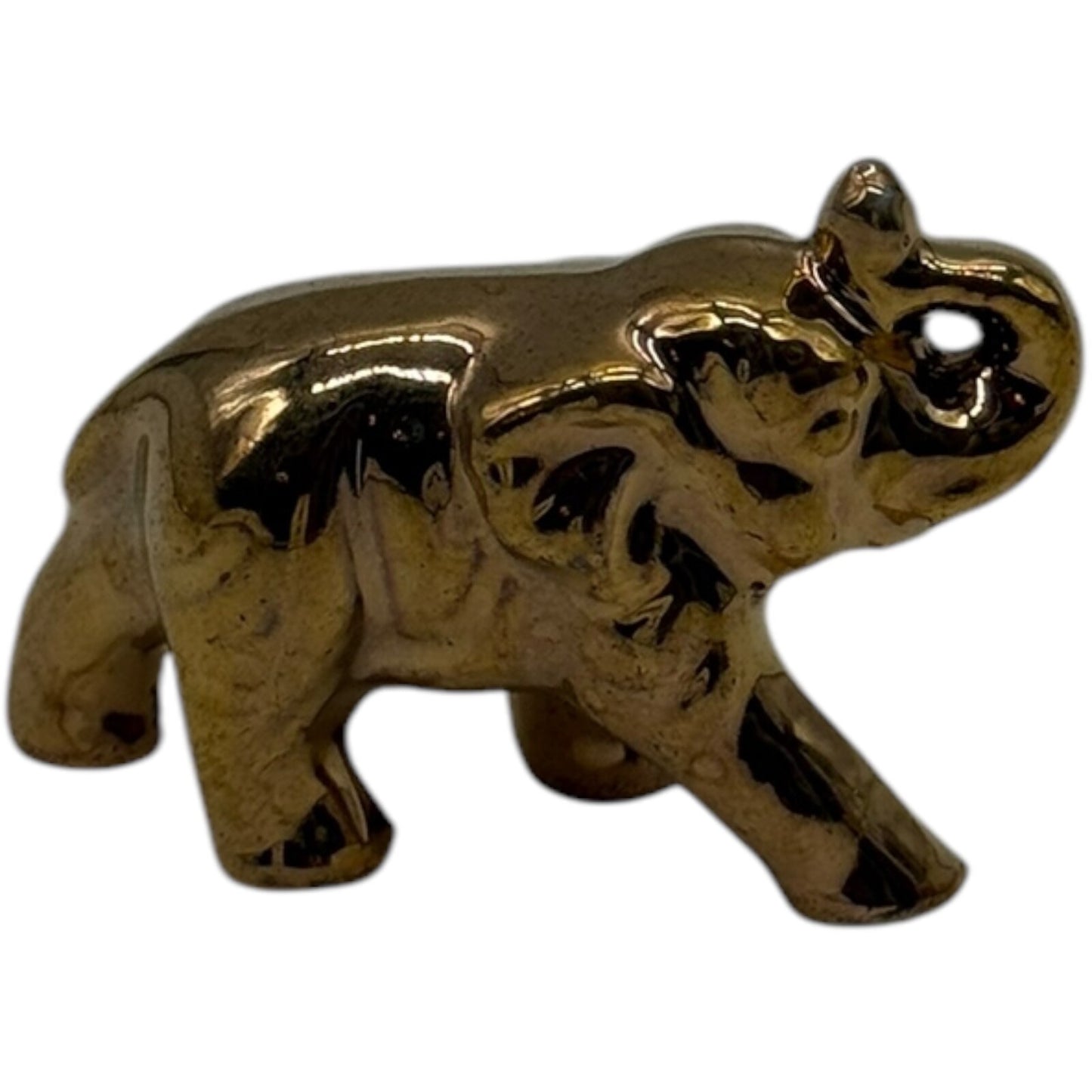Vintage Gold Ceramic Elephant Family Figurines 3 Pc Set Display Japan