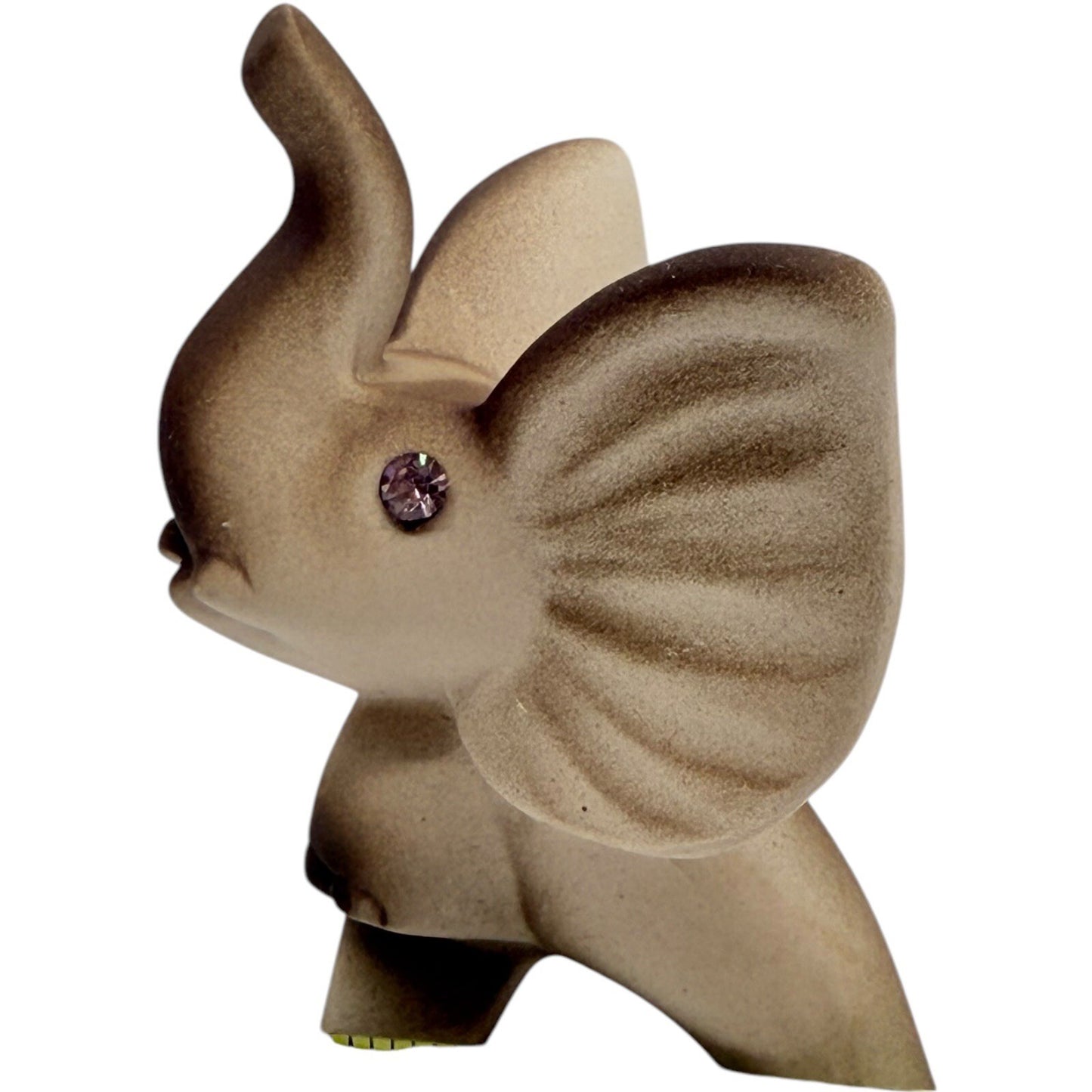 Elephant Figurine Rhinestone Eyes Up Trunk Ceramic Decor Shelf Display