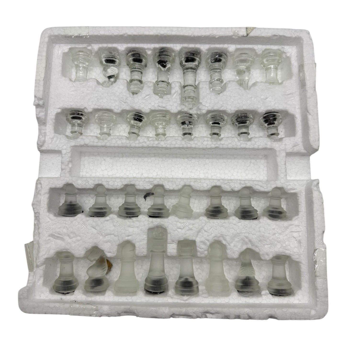 Cardinal Super 3D Chess Set w Clear Frosted Glass Playing Pieces 2.5” King