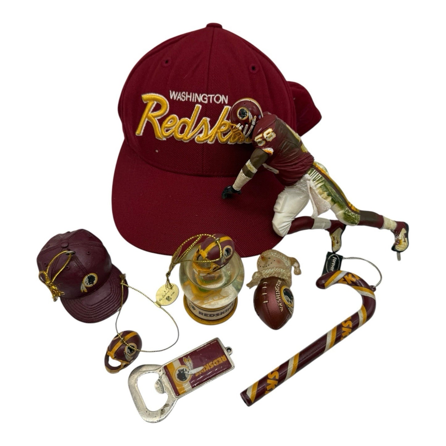 Washington Redskins Vintage Lot of 9 – Ornament, Toy, Flag, Bottle Opener