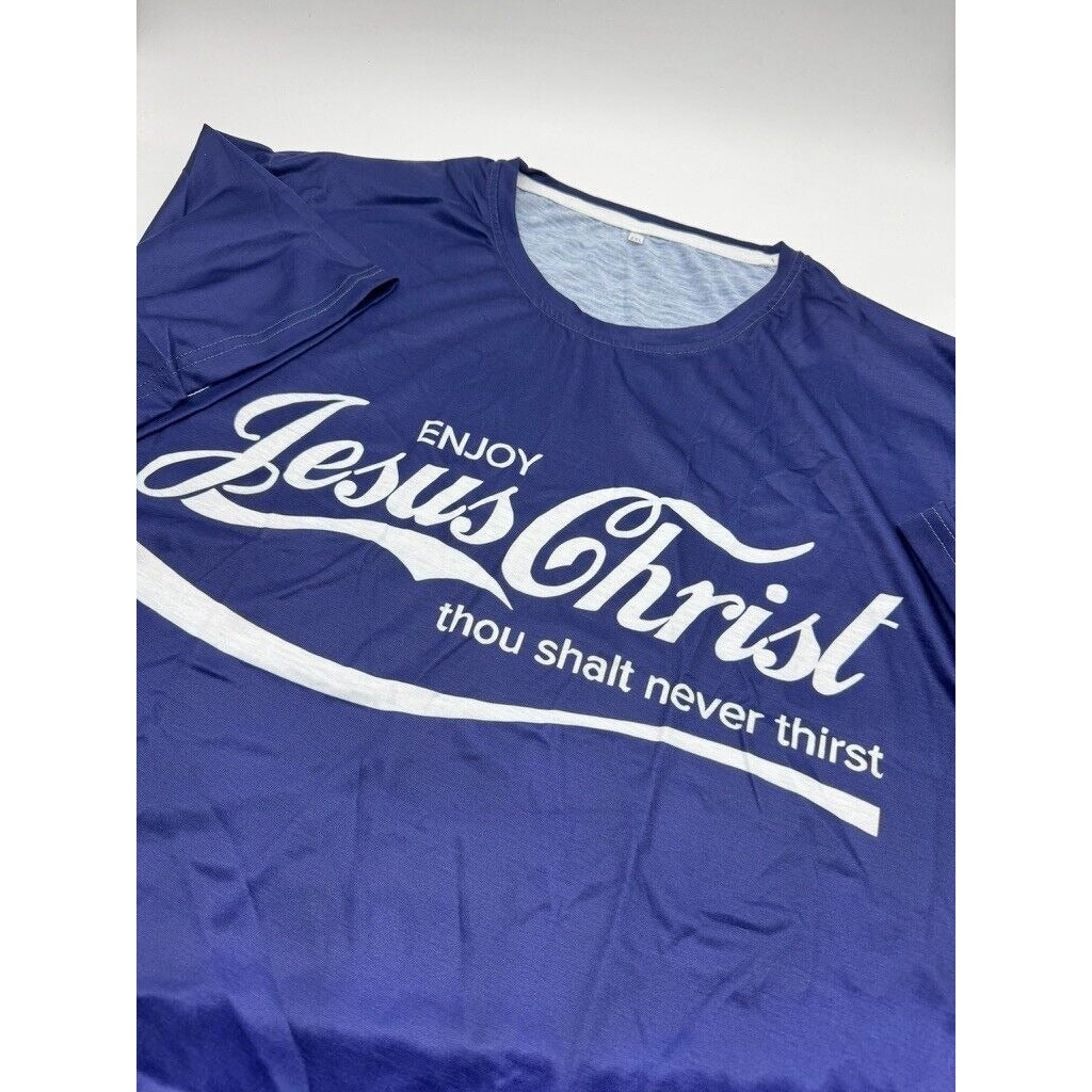 Enjoy Jesus Christ Graphic T-shirt Men's 2XL Thou Shalt Never Thirst Coca-Cola