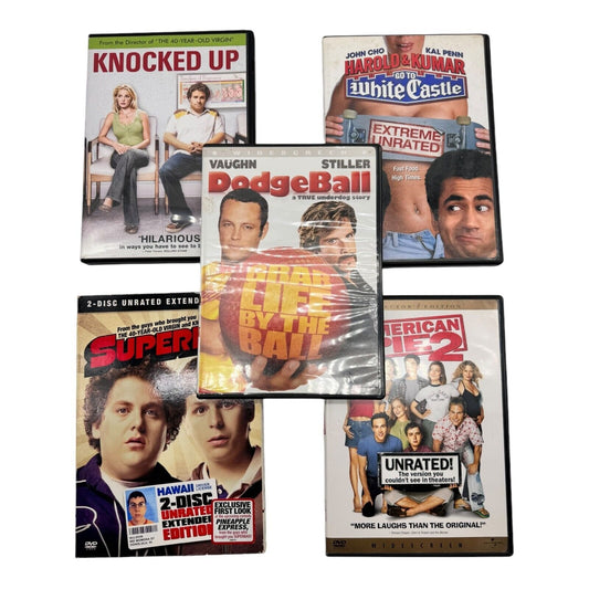 Comedy Movie Night - 5 DVD Movie Lot /Super Bad/Dodgeball/American Pie 2 & More