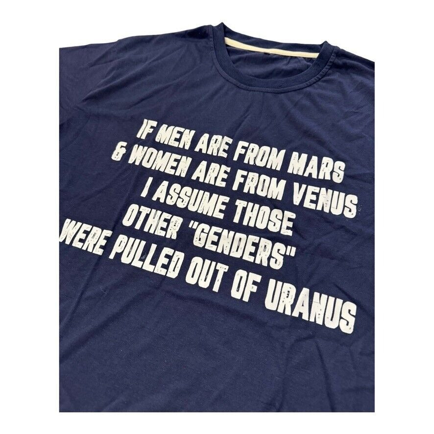 Blue 2XL Funny T-Shirt - "IF MEN ARE FROM MARS & WOMEN ARE FROM VENUS" Design