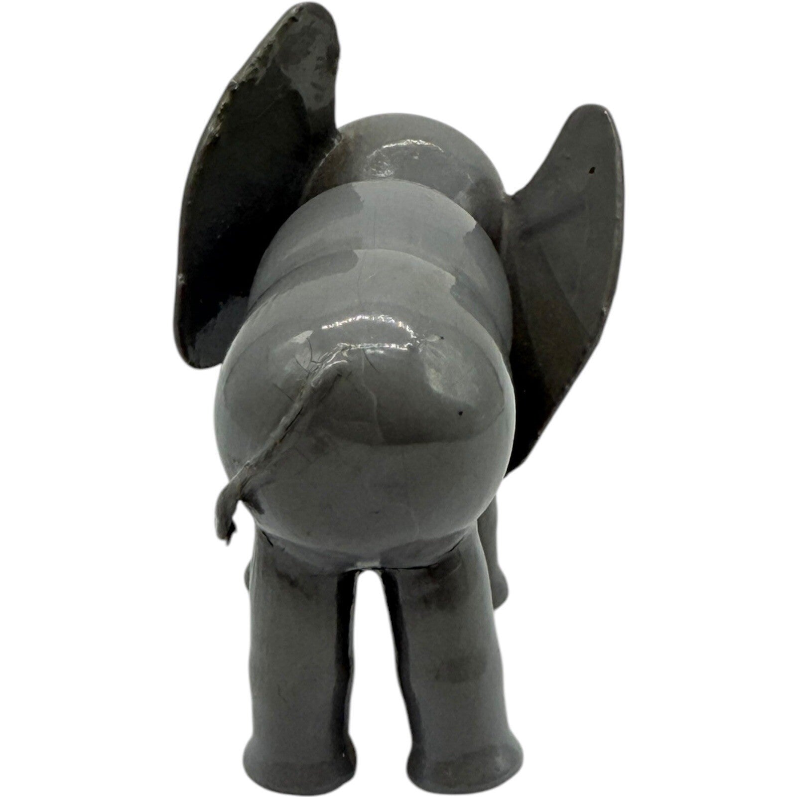 1950s Hand Painted Wooden Elephant Figurine Whimsical Decor Cute Animal Statue