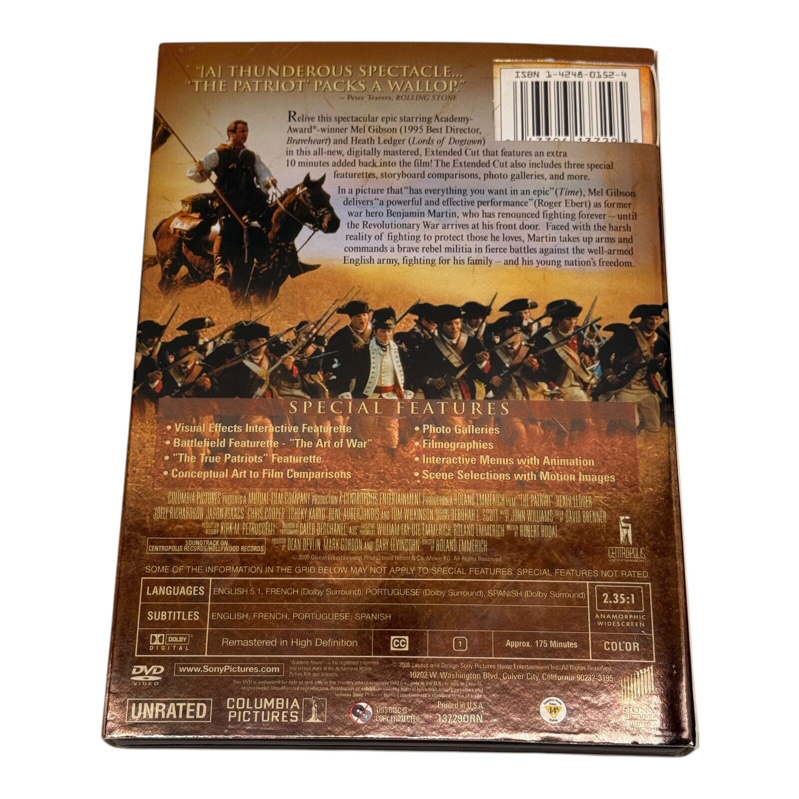 The Patriot Extended Cut Mel Gibson DVD