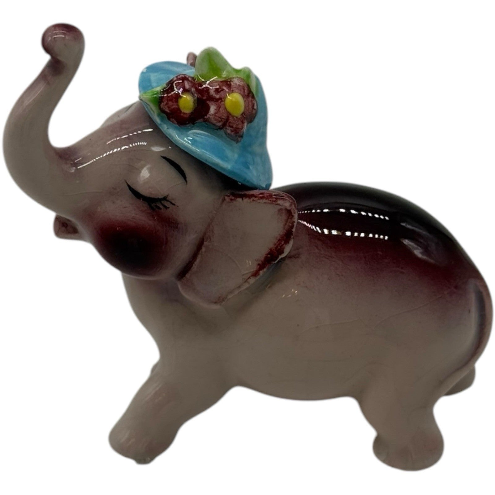 Rare Vintage Ceramic Anthropomorphic Elephant Family Figurines Complete 3 Pc Set