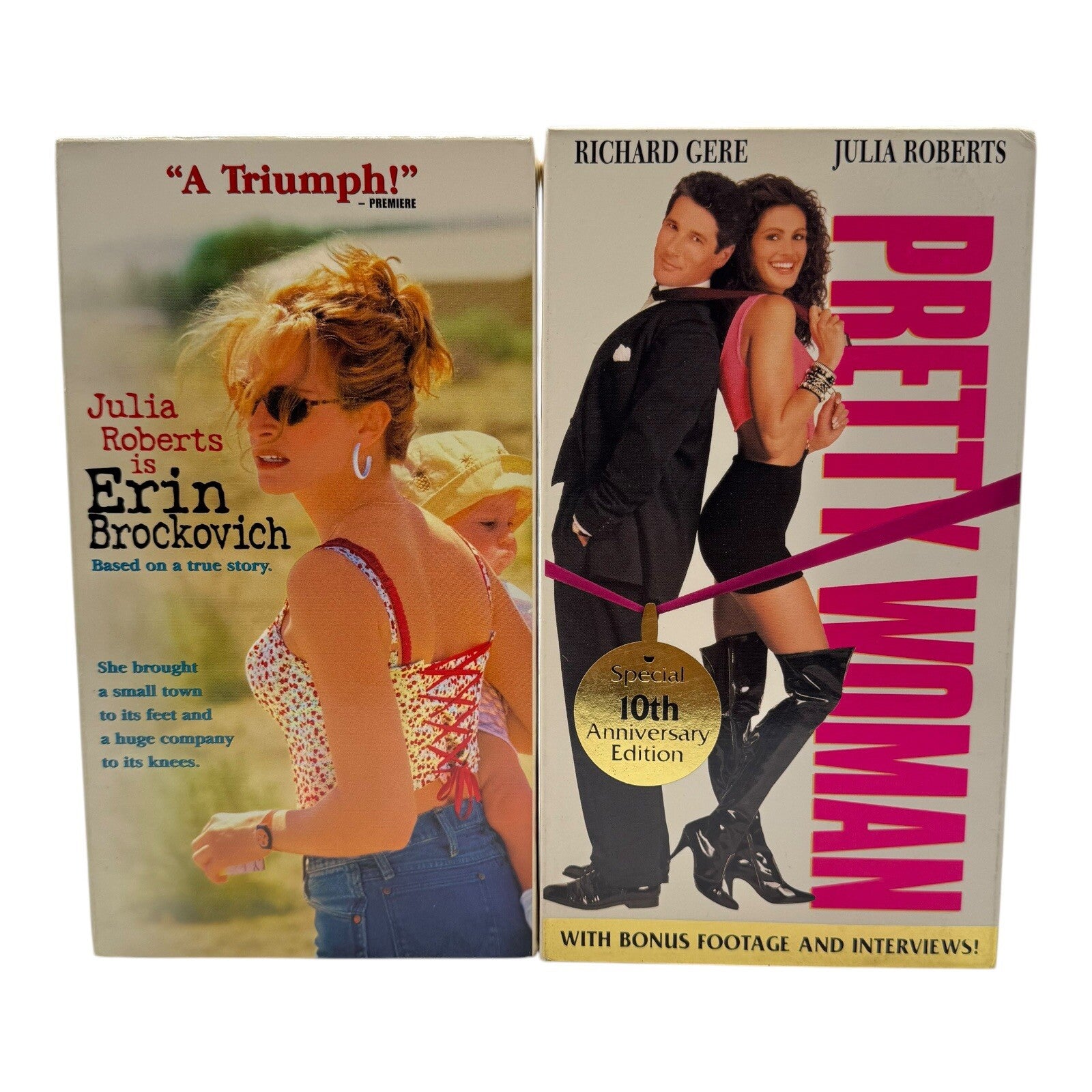 Julia Robert's VHS Movie Lot Pretty Woman and Erin Brockovich