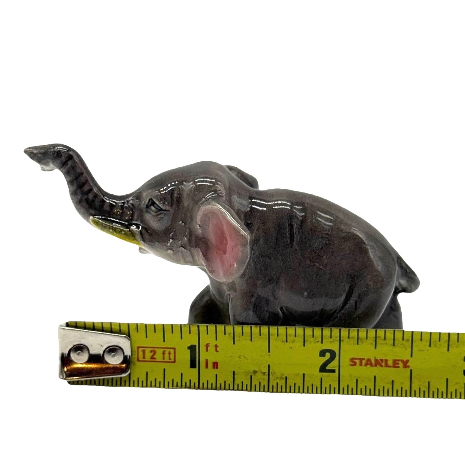 Vintage Ceramic Elephants Family Figurine - 2 Adults & 1 Baby - Trunks Up