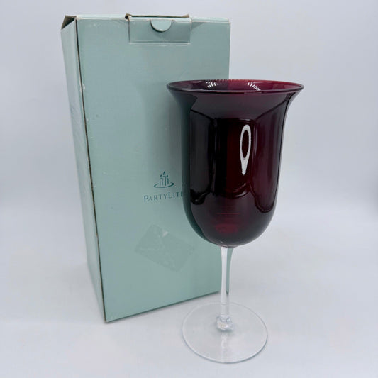 PartyLite Ruby Red Stemmed Votive Holder P9461 Poland Glass Candle Holder Red