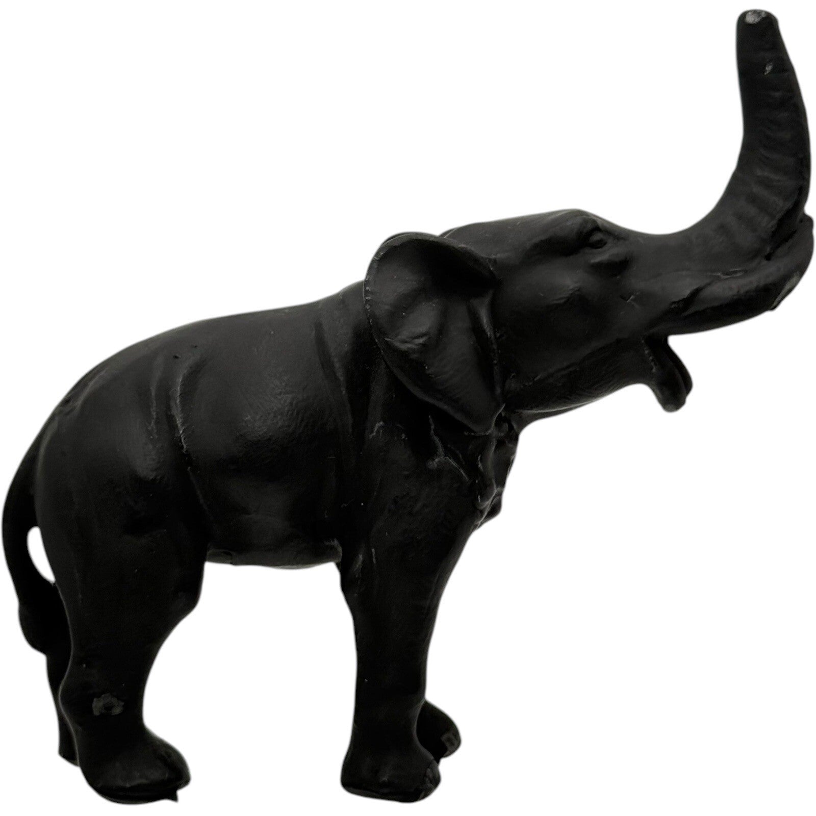 Elephant Statue Trunk Up Figurine Home Decor Good Luck Charm Black