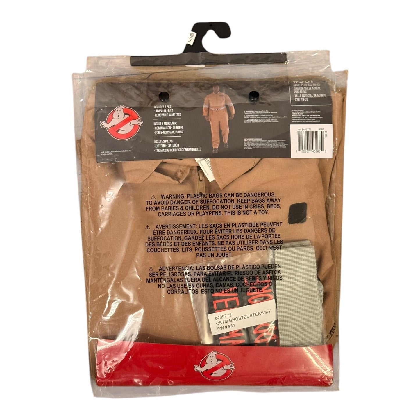Adult Ghostbusters Costume Licensed - Adult Plus 2XL
