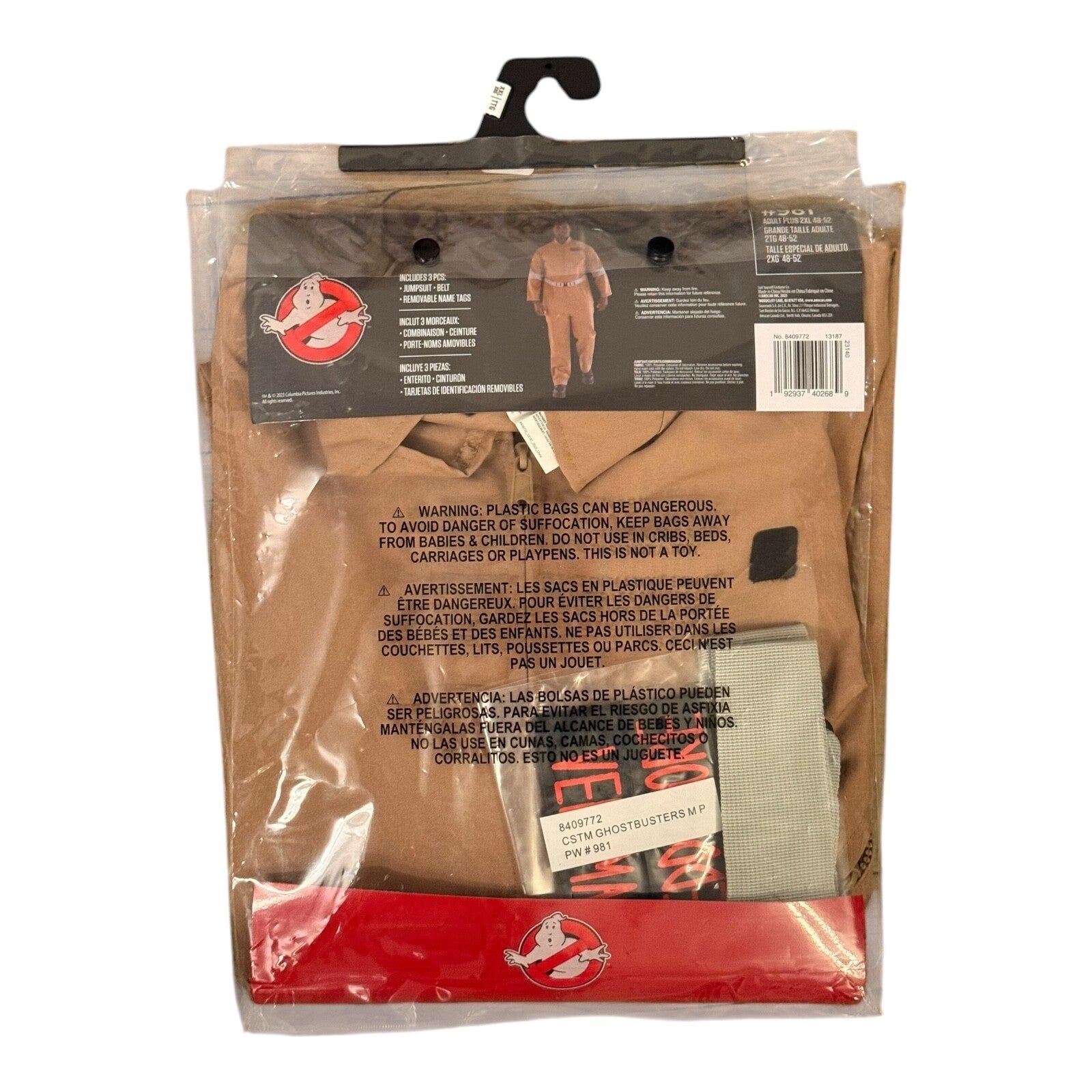 Adult Ghostbusters Costume Licensed - Adult Plus 2XL