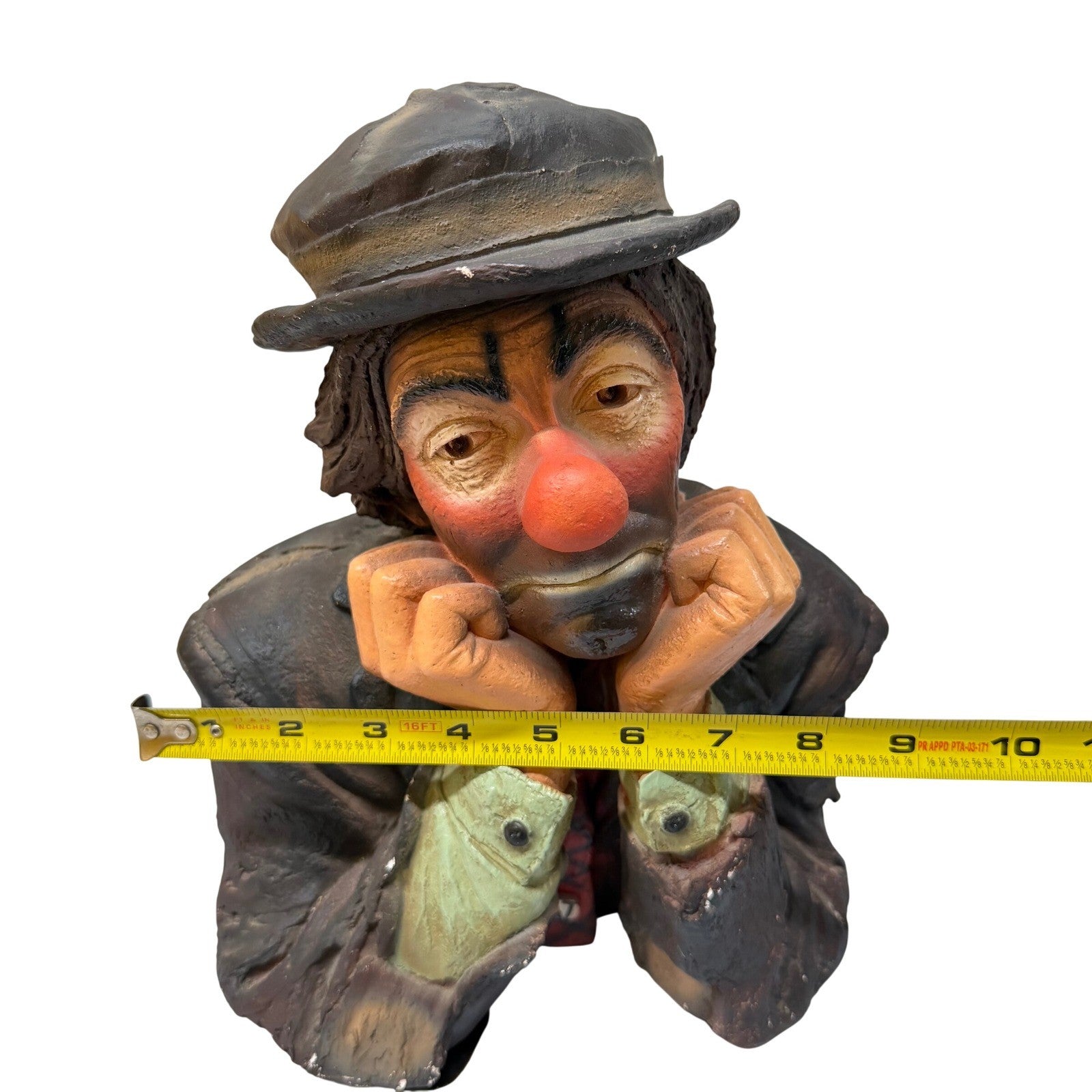 Vintage Sad Hobo Clown Bust Statue Hand Painted Emmett Kelly Style