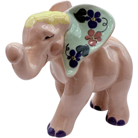 Kay Finch Pottery Pink Elephant Figurine - Hand Painted - Vintage Decor
