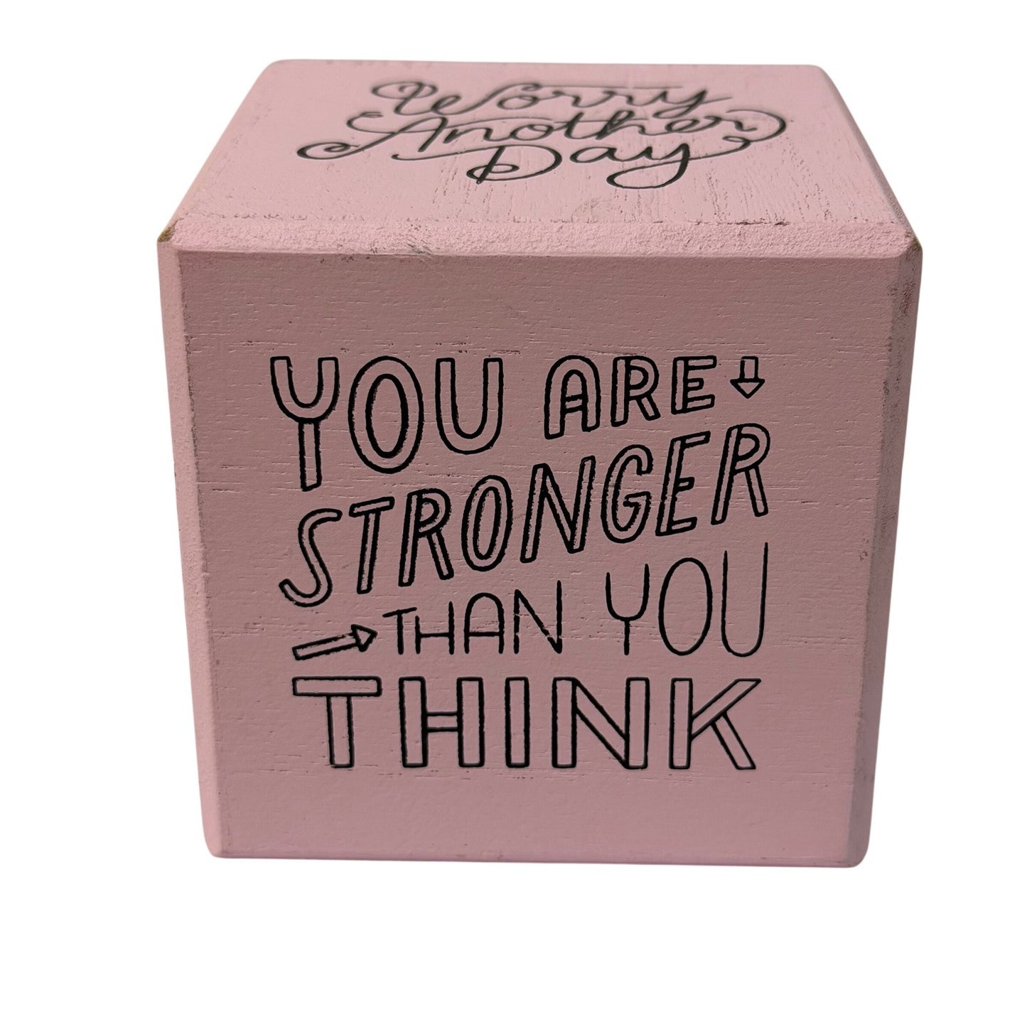 Pink Wooden Quote Block 4x4 Inspirational Desk Decor Believe in Yourself Be Bold