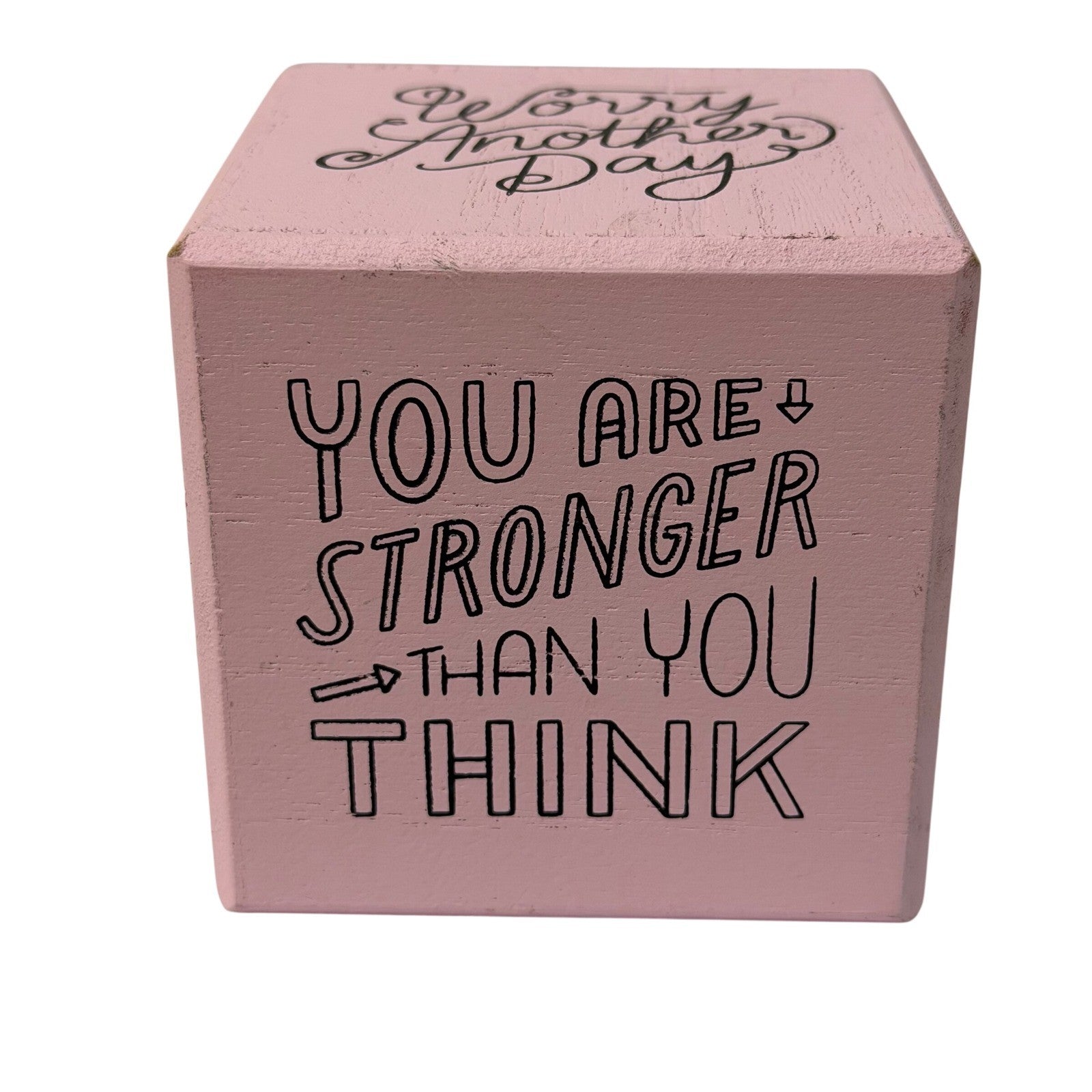 Pink Wooden Quote Block 4x4 Inspirational Desk Decor Believe in Yourself Be Bold