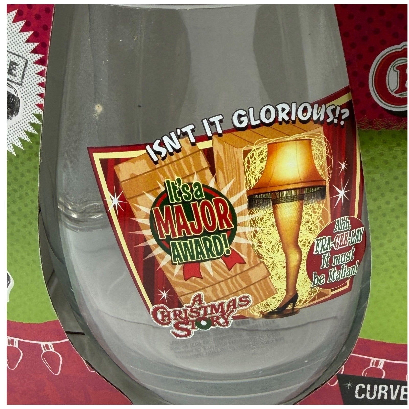 NECA A Christmas Story Santa Slide Figurine & Curved Table Glass 2 Pack Set