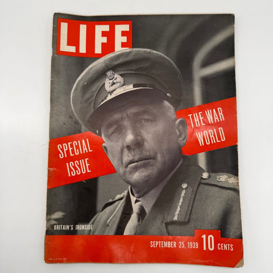Vintage LIFE Magazine September 25 1939 Special Issue War World Ironside WWII