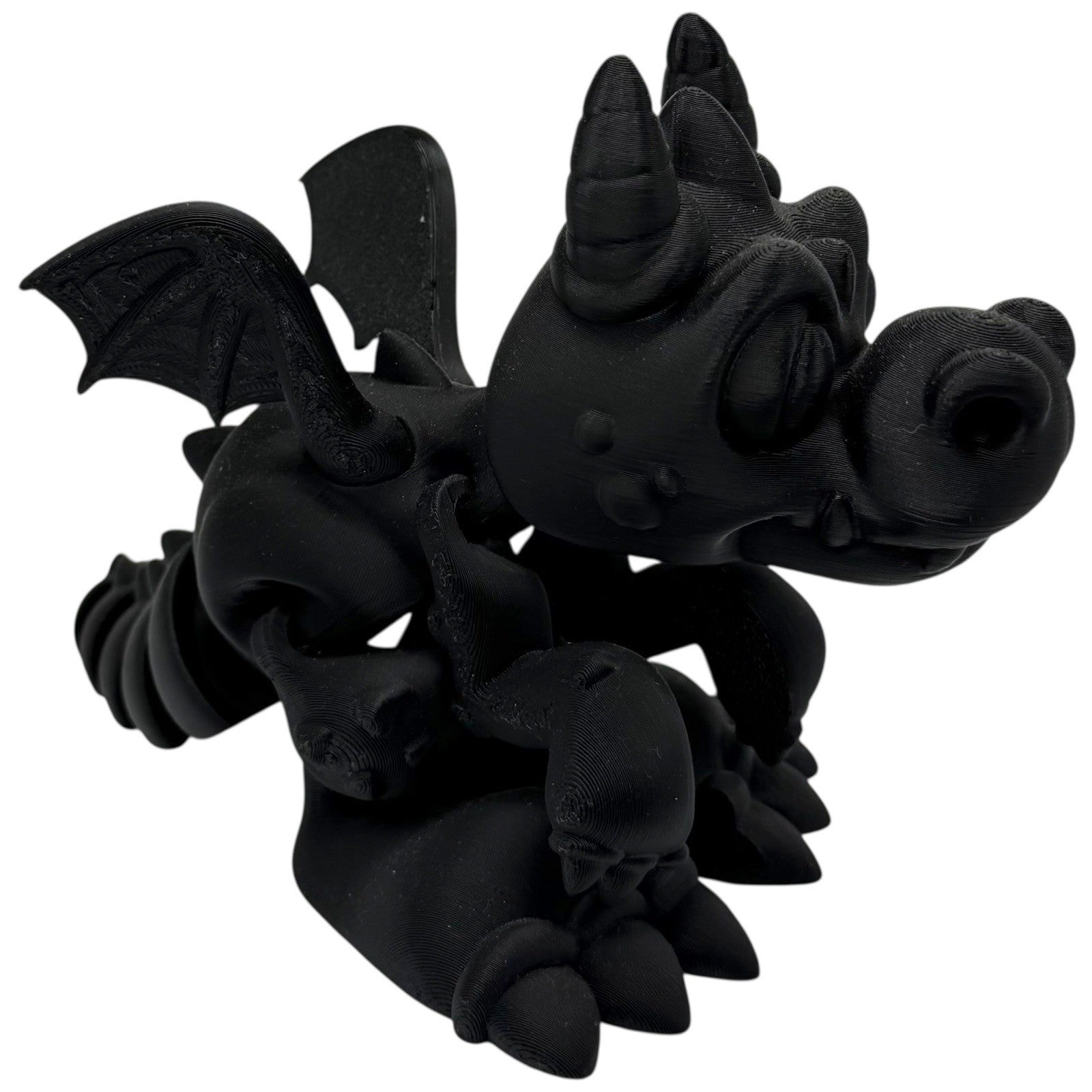 Black 3D Printed Articulated Dragon Figure – Flexible Poseable Toy Decor